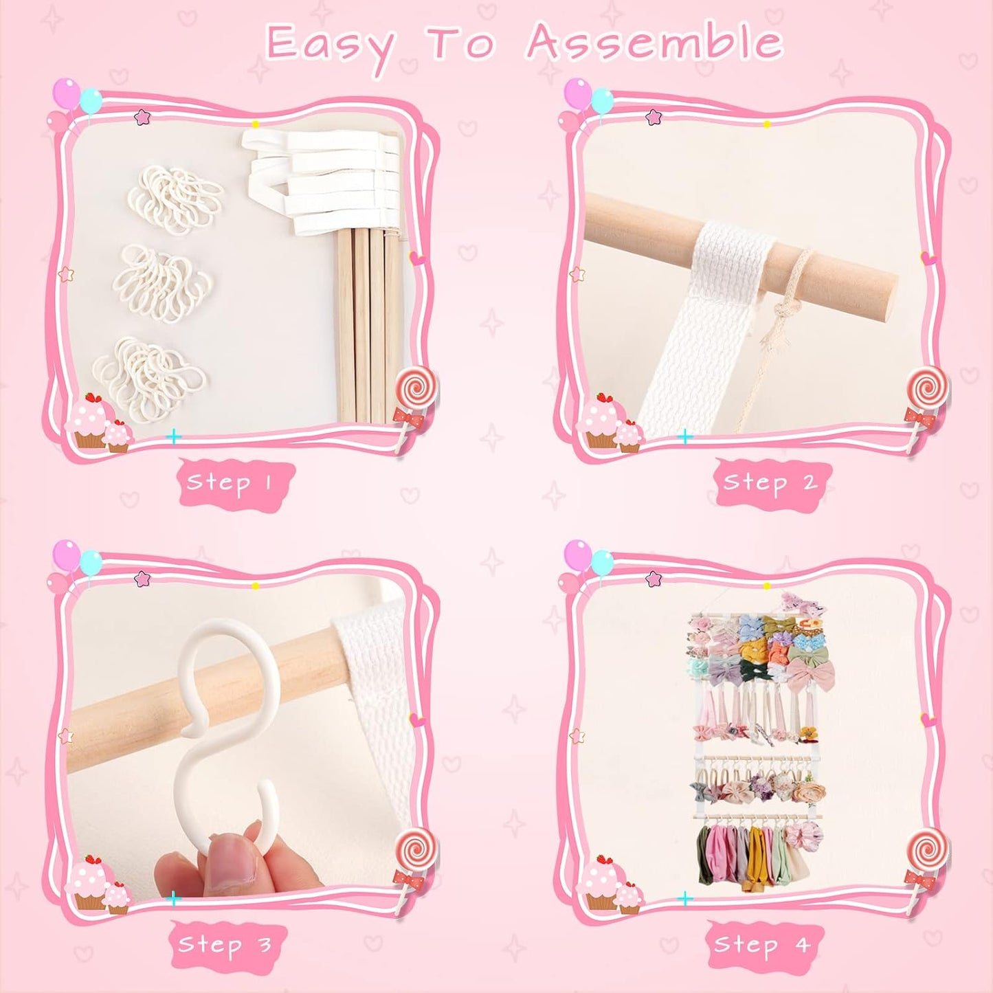 POVETIRE Headband Holder Hair Bows Organizer for Girls, Baby Headbands Hair Accessories Organizer Storage Wall Hanging Decor for Toddler Girls Room