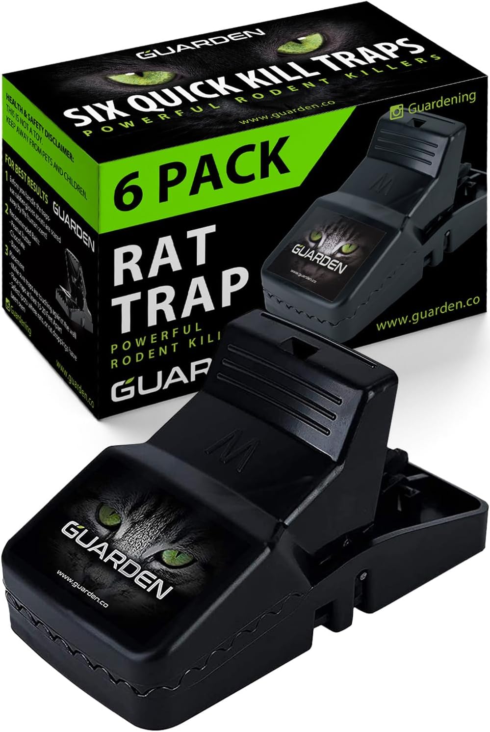 Rat Trap Six Pack - Indoor and Outdoor Traps for Mice, Voles, Rats, Ch