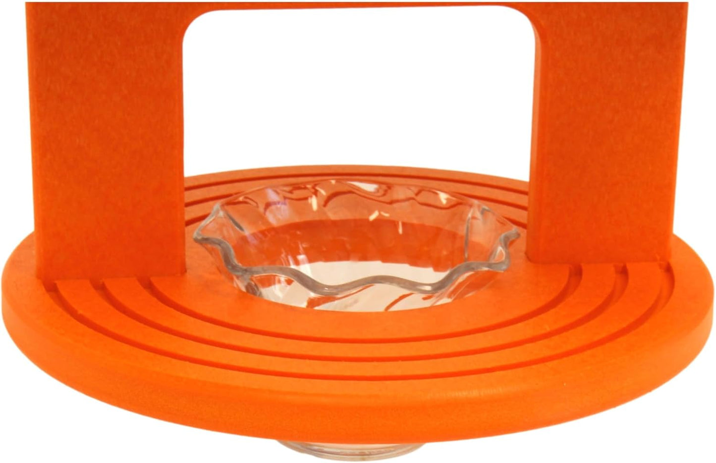 AmishToyBox.com Oriole Bird Feeder, Poly Lumber Hanging Round Oriole Jelly and Orange Feeder with Grooves for Grip, Single Cup (Orange)