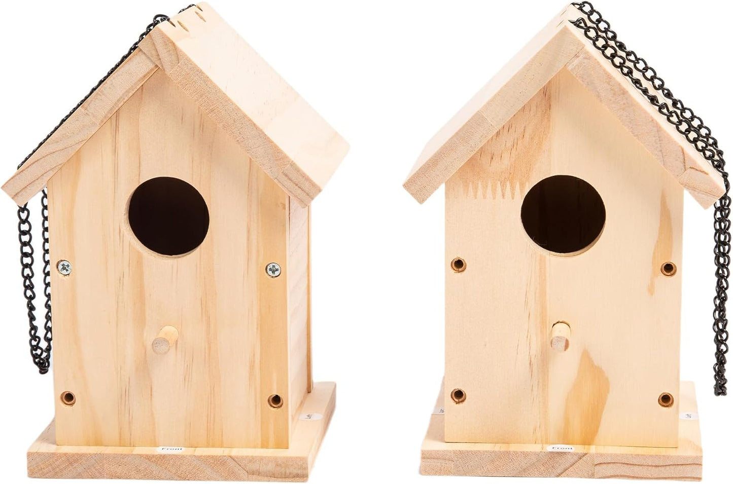 HPC Decor 2 Pack Bird Houses for Outside w/Chain,Natural Wooden Birdhouses Kit for Outdoors w/Predator Guard,Hanging DIY Bird House Kit & Woodworking Adult Crafts,Hummingbird,Birdhouse Kits for Kids