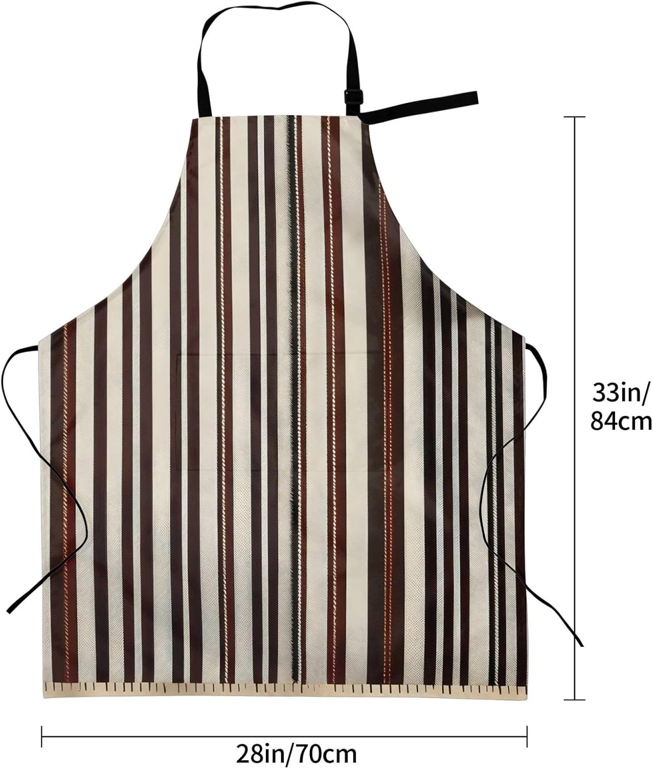 YANYU Brown Stripe Print 28x33 In Kitchen Apron Stylish Chef Apron with Pockets for Cooking Baking Painting