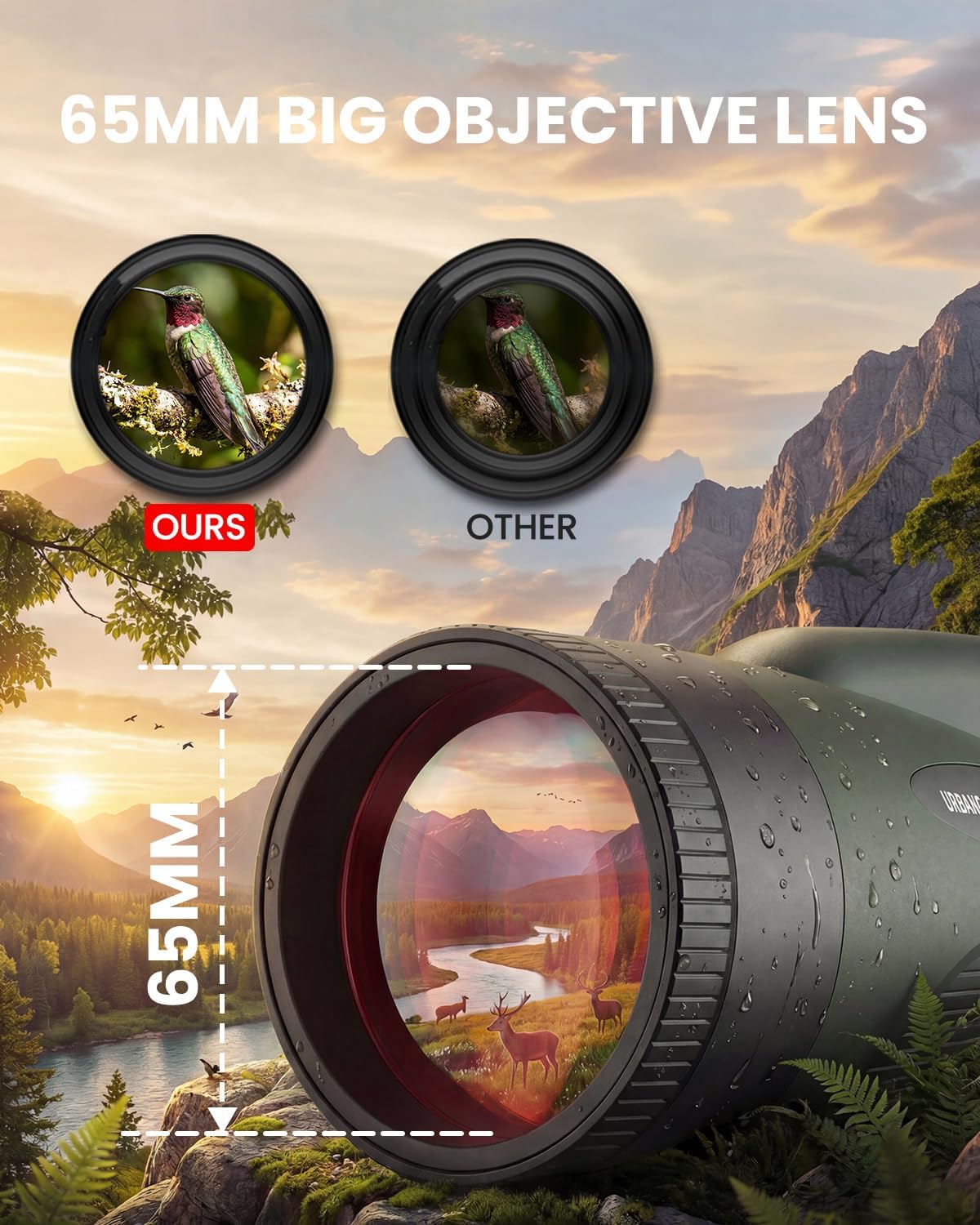 15x65 Monoculars for Adults High Powered - Monocular Telescope with Phone Adapter & Tripod - Super Bright Waterproof Monocular with BAK4 Prism & FMC Lens - Monoculars for Bird Watching Travel Hiking