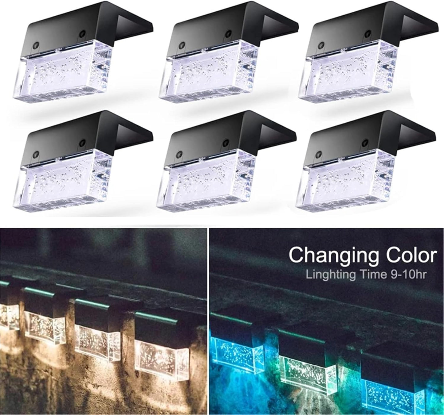 Solar LED Light Outdoors Garden Solar Stair Lights Waterproof Passage Courtyard Terrace Guardrail Step Light Garden Decor Light(4 PCS Warm)