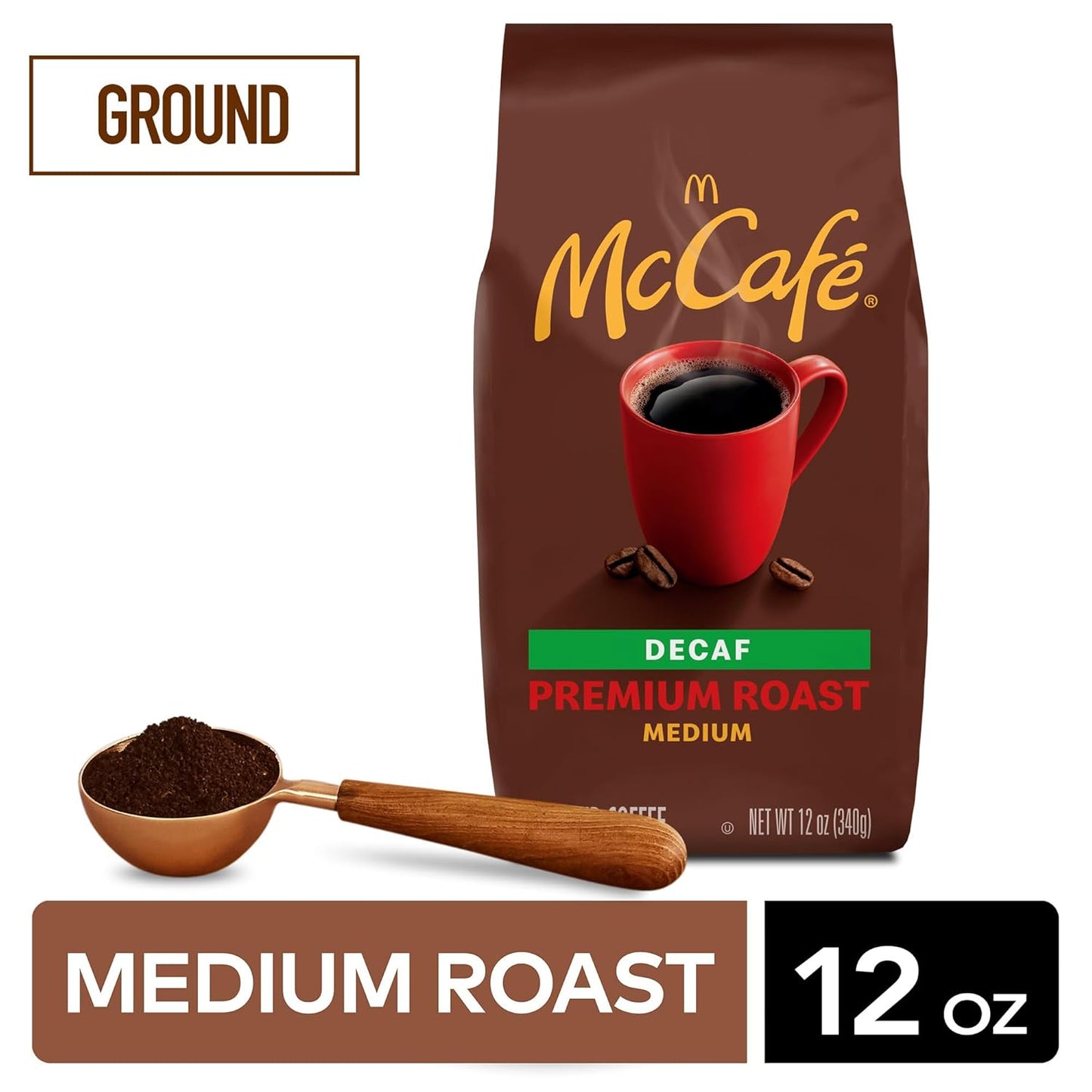 McCafe Premium Roast Decaf, Medium Roast Ground Coffee, 12 oz Bag