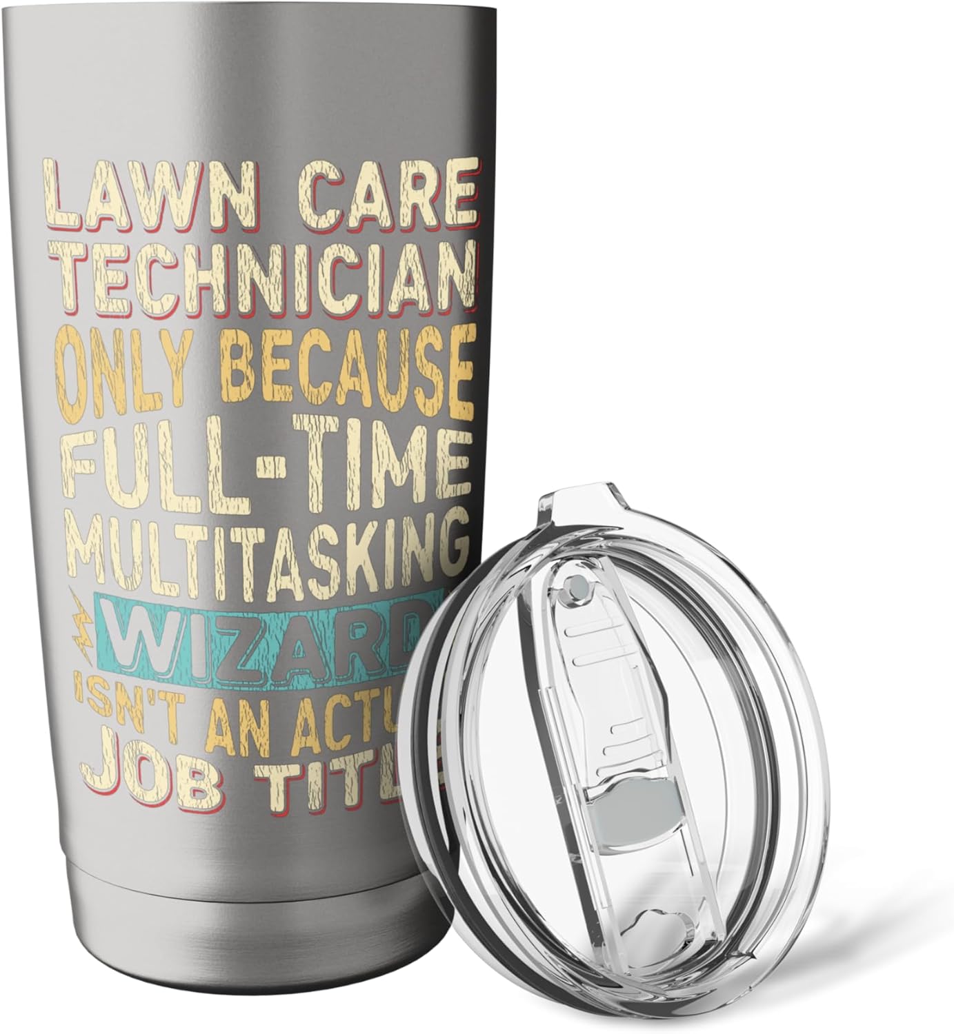 Wizard Job Title Quote - Funny Lawn Care Technician Stainless Steel Insulated Tumbler