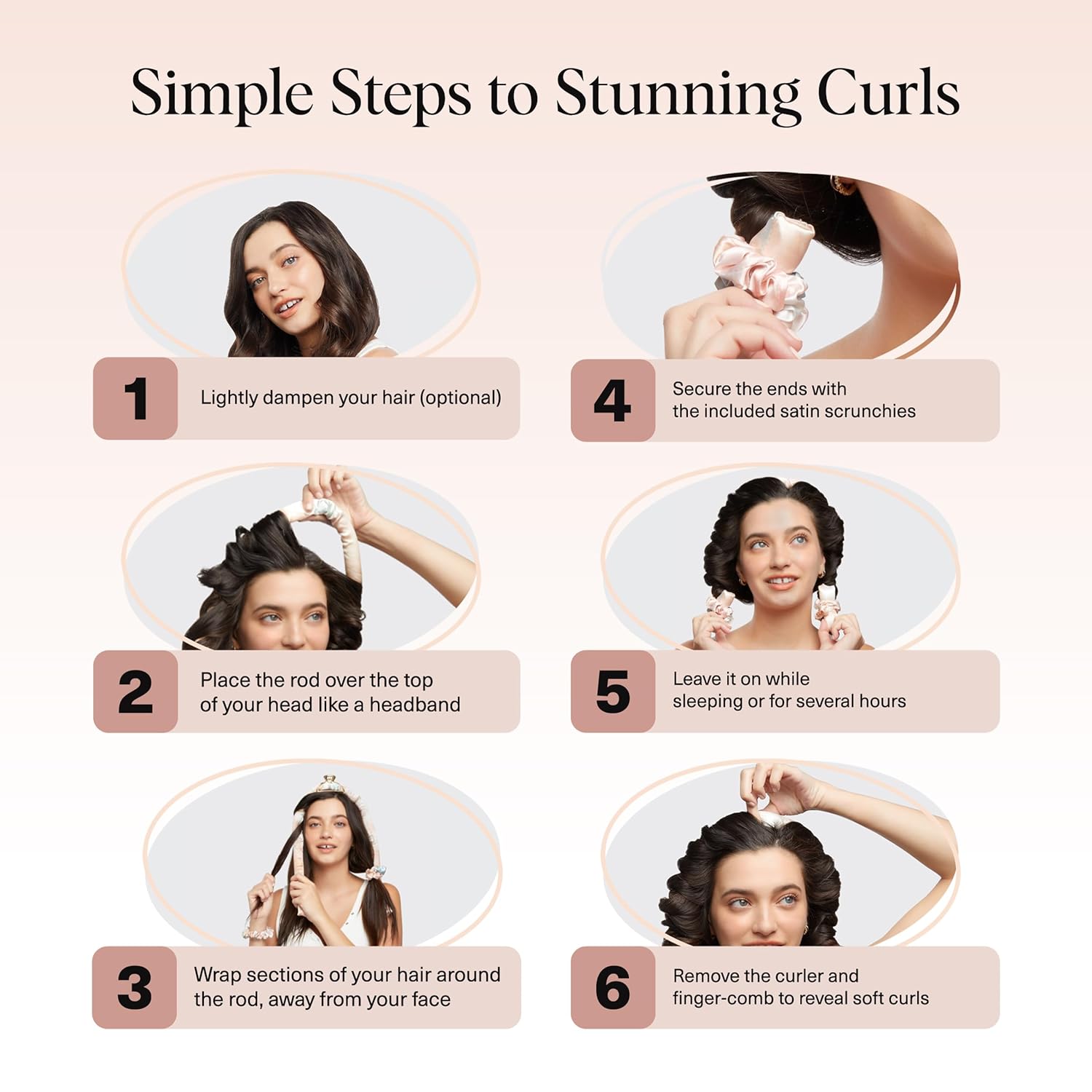 Kitsch Satin Heatless Curlers Set – Heatless Curls Overnight with 34" 