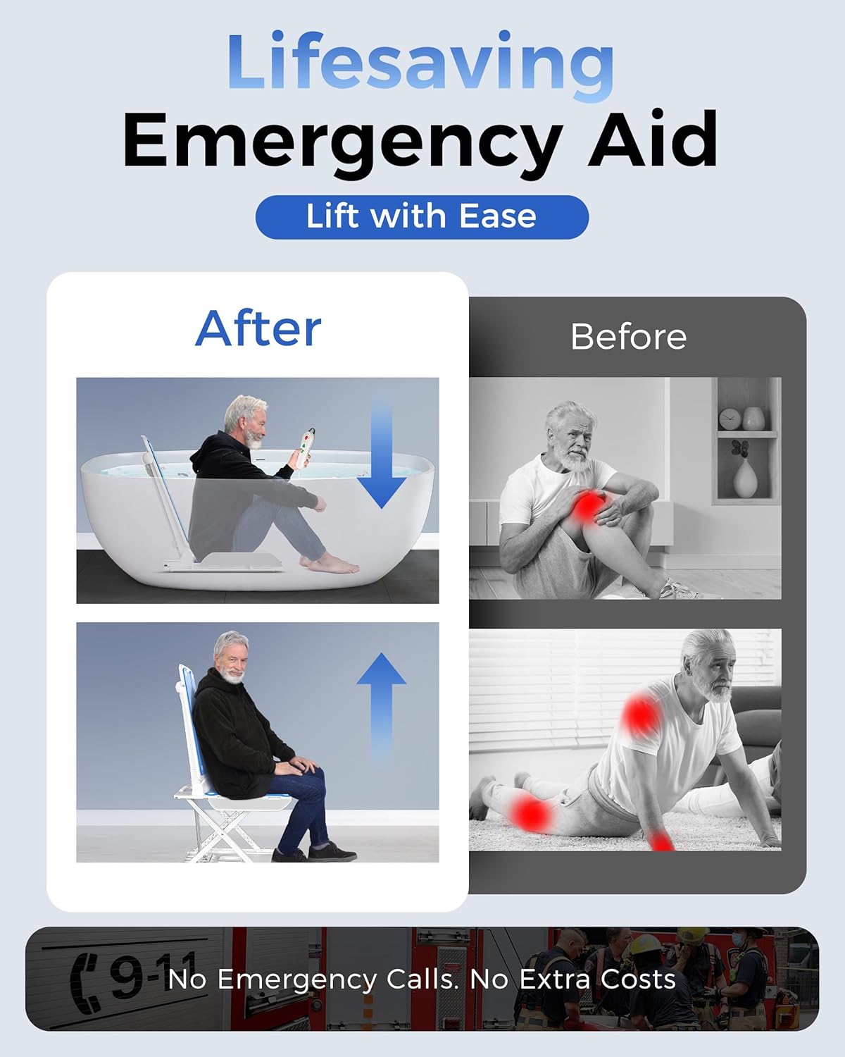 Electric Chair Lift - Floor Lift for Elderly Falls, Support Up to 308 