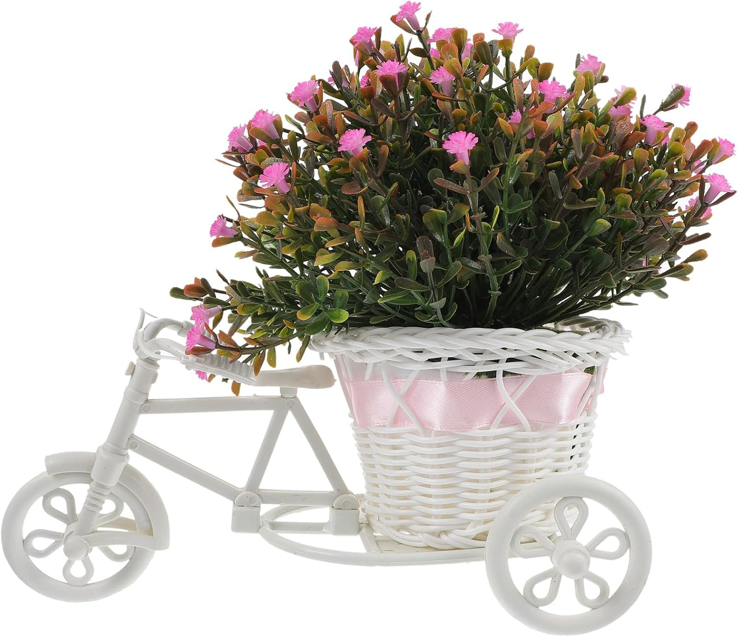 GANAZONO Artificial Potted Plant Bicycle Faux Bonsai Decor for Home Office Desk Decoration Easy Maintenance Mini Fake Flower Pot Stand Ideal for Wedding Party and Indoor Display