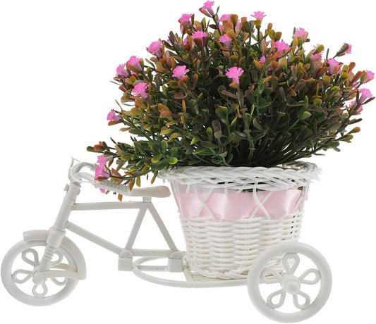 GANAZONO Artificial Potted Plant Bicycle Faux Bonsai Decor for Home Office Desk Decoration Easy Maintenance Mini Fake Flower Pot Stand Ideal for Wedding Party and Indoor Display