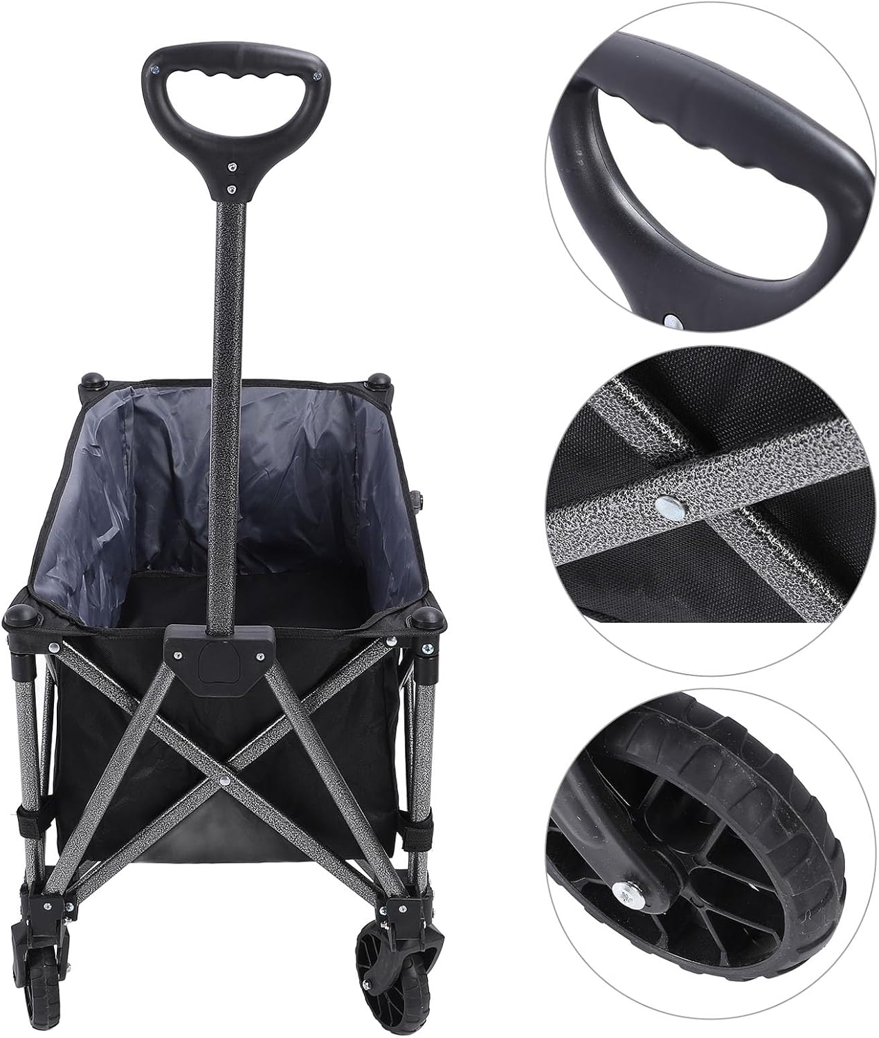 Utility Grocery Wagon, Outdoor Utility Cart, 100L Polyester Steel Folding Wagon Beach Cart with Wheels for Sports Shopping Camping Fishing