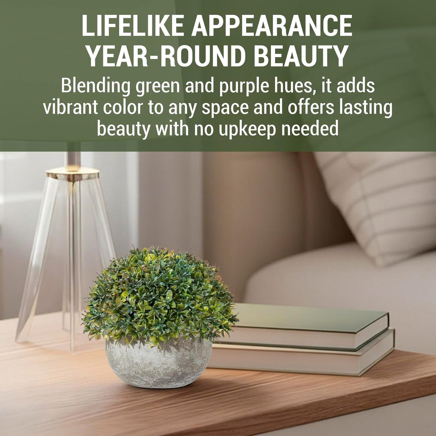 MyGift 5-Inch Artificial Topiary Ball Plant with Round Natural Paper Planter Pot – Small Faux Greenery Home and Office Desk Decoration