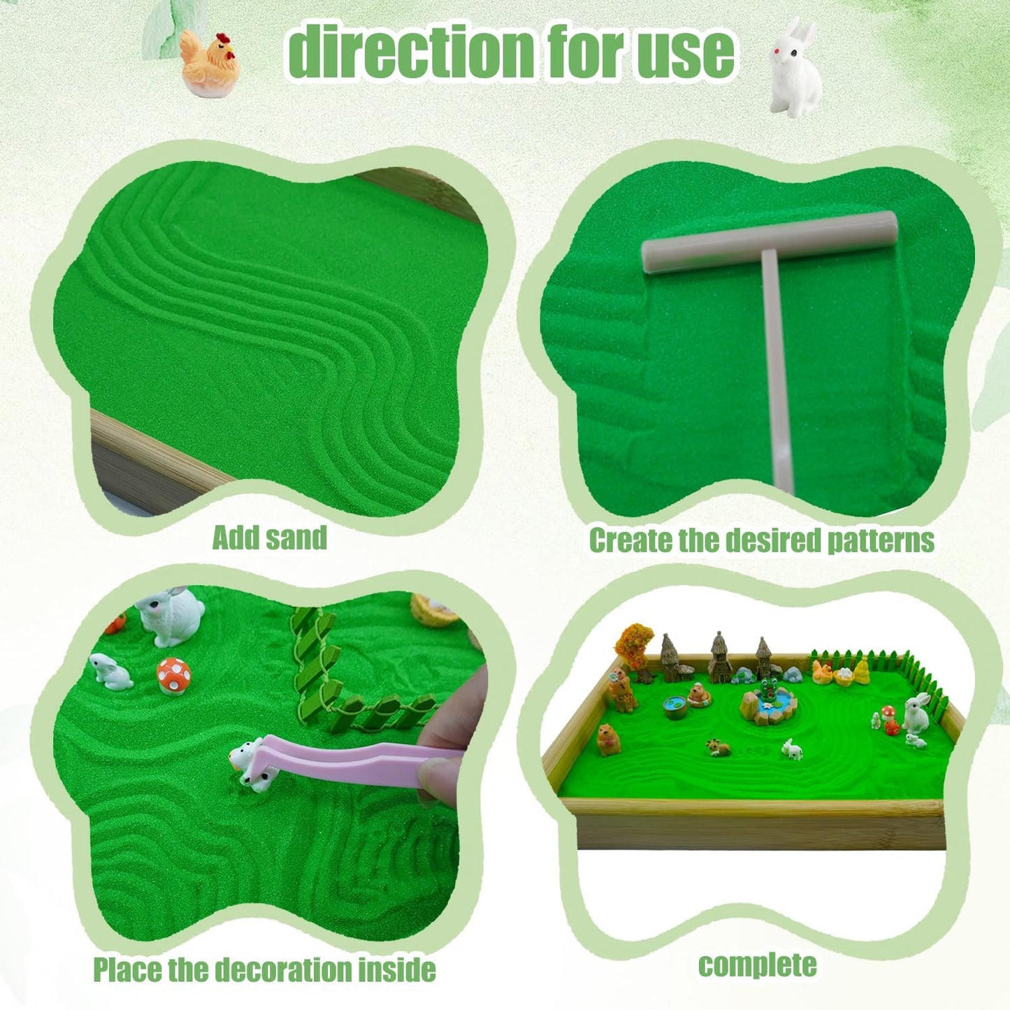 33 Pcs Zen Garden For Desk，Mini Zen Garden，Japanese-Style Home Gift Set Featuring A Wooden Tray With Rake-Shaped Mini Ornaments, Perfect For Desk Decoration, Bedroom Nightstands, And More.