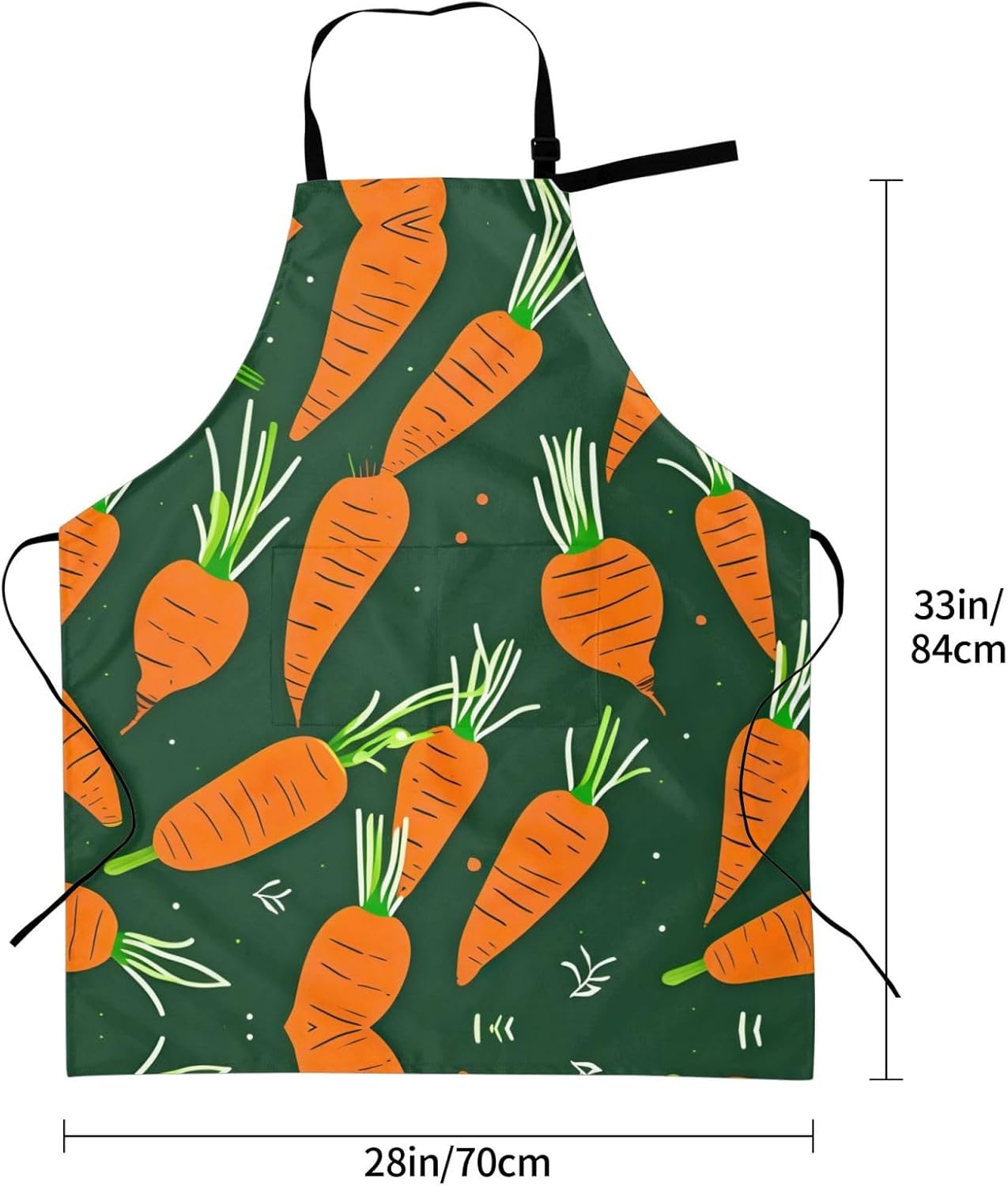 Happy carrot print Waterproof chef's apron with pocket apron for kitchen cooking baking barbecue and gardening