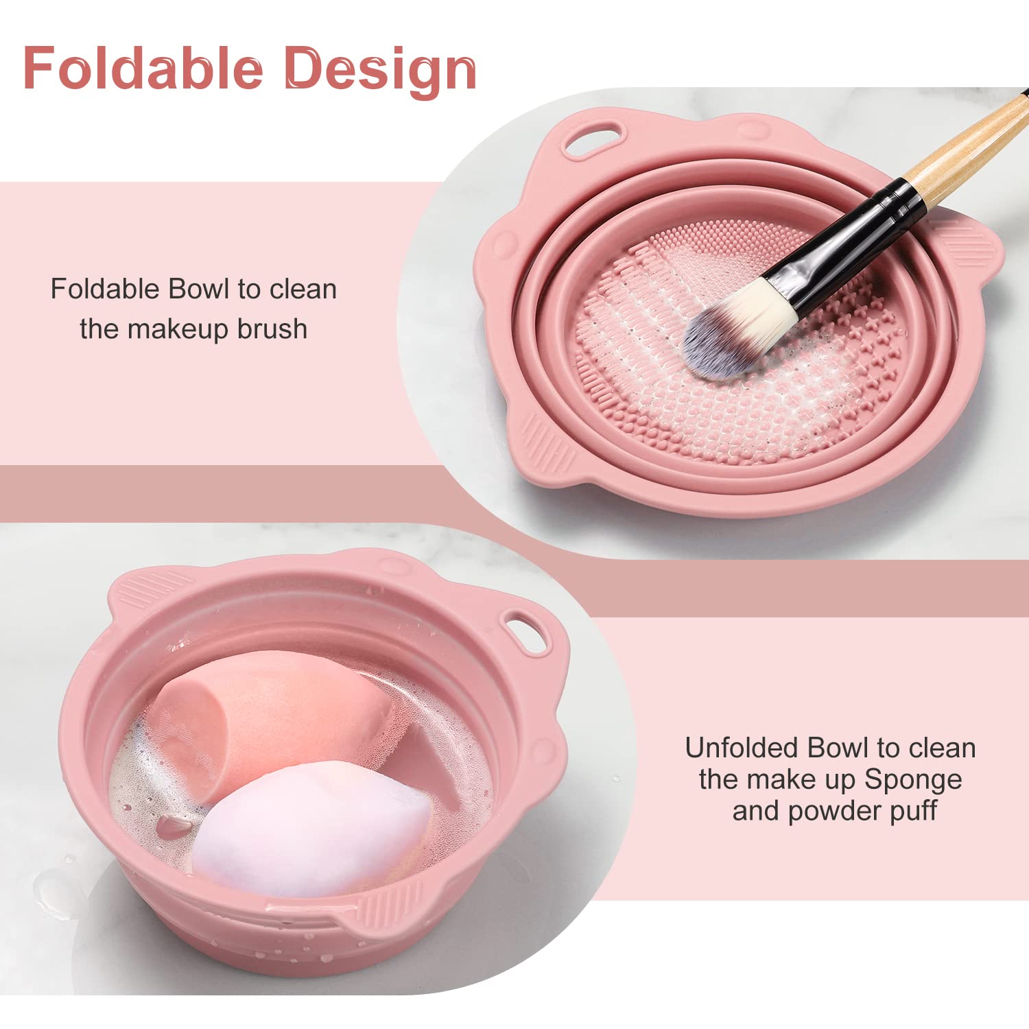Foldable Silicone Makeup Brush Cleaner Bowl - Etercycle Portable Clean