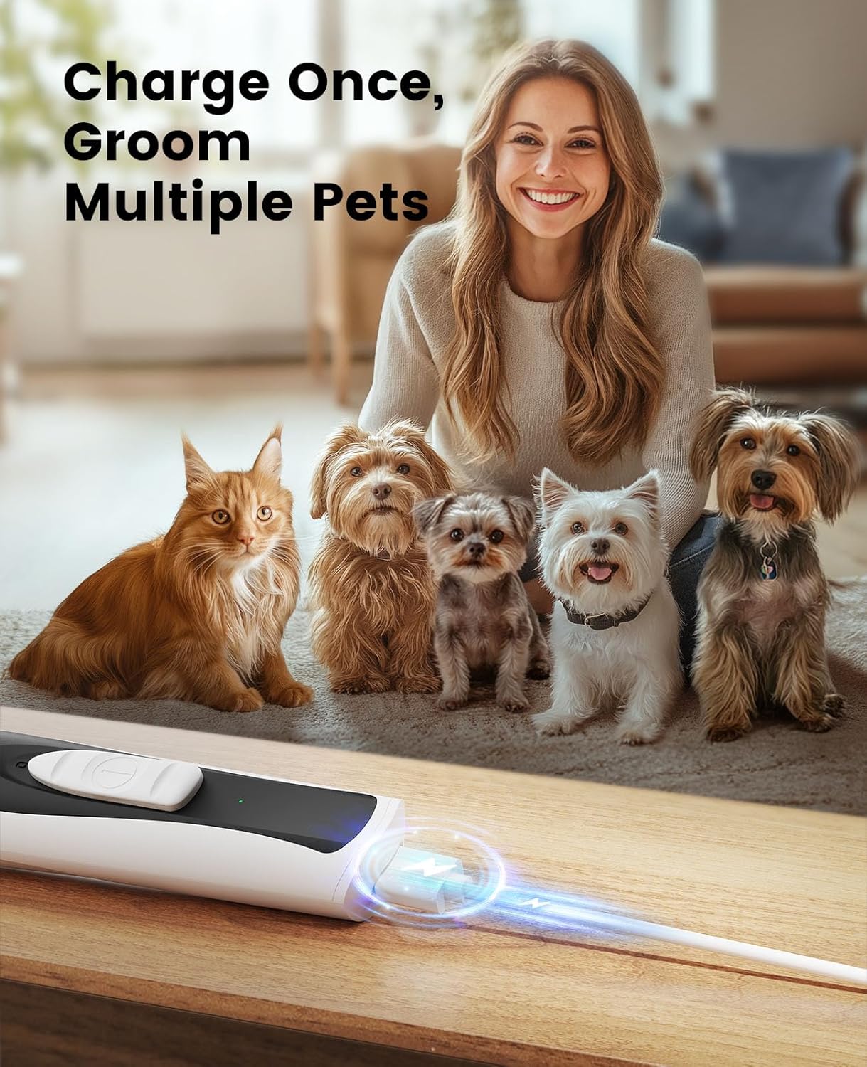 oneisall Low-Noise Dog Paw Trimmer with LED Light, Paw Trimmer for Dog