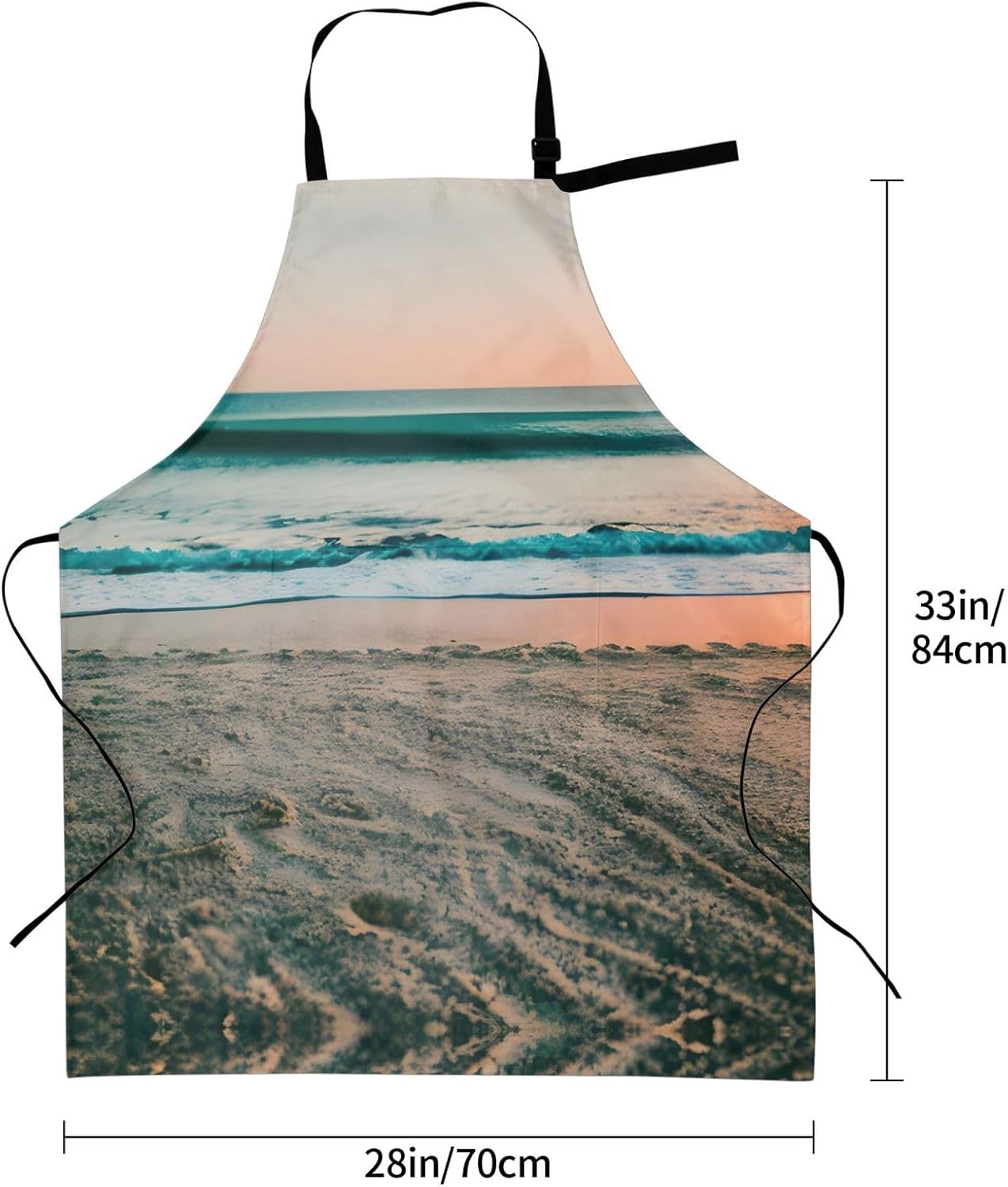 Beach Sunset Theme Print Laundry apron 28x33 In Waterproof Kitchen Apron with Pockets for Cooking Baking