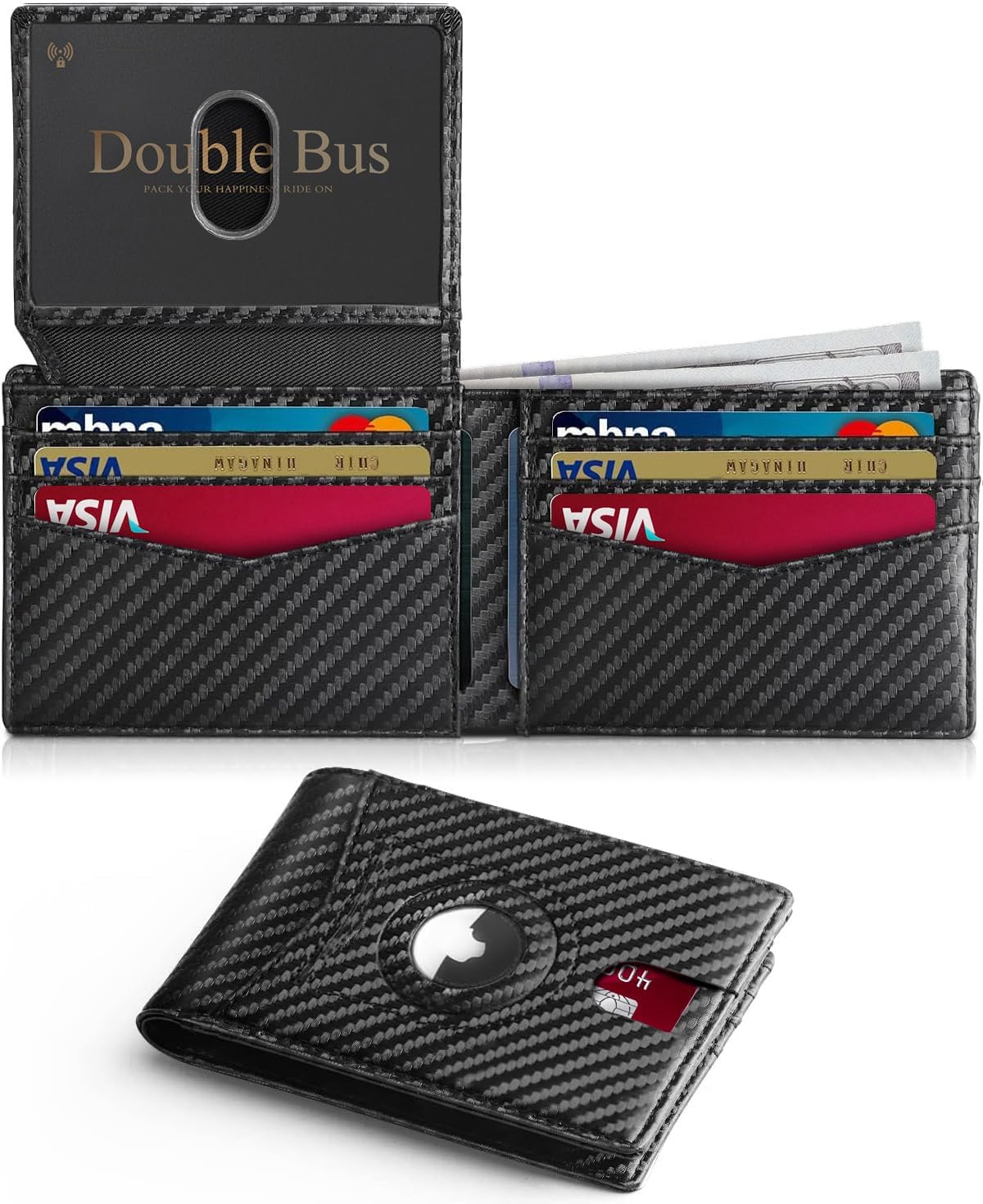 Wallet for Men Slim RFID Blocking Bifold Carbon Fiber,Minimalist Small