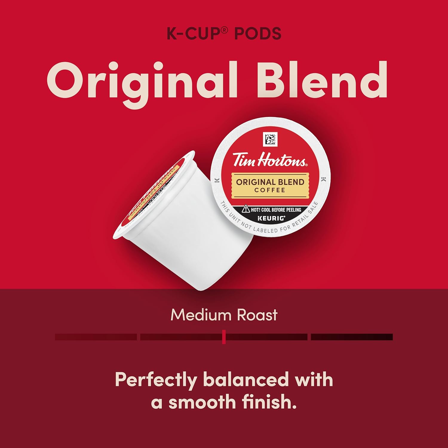 Tim Hortons Original Blend, Medium Roast Coffee, Single-Serve K-Cup Po