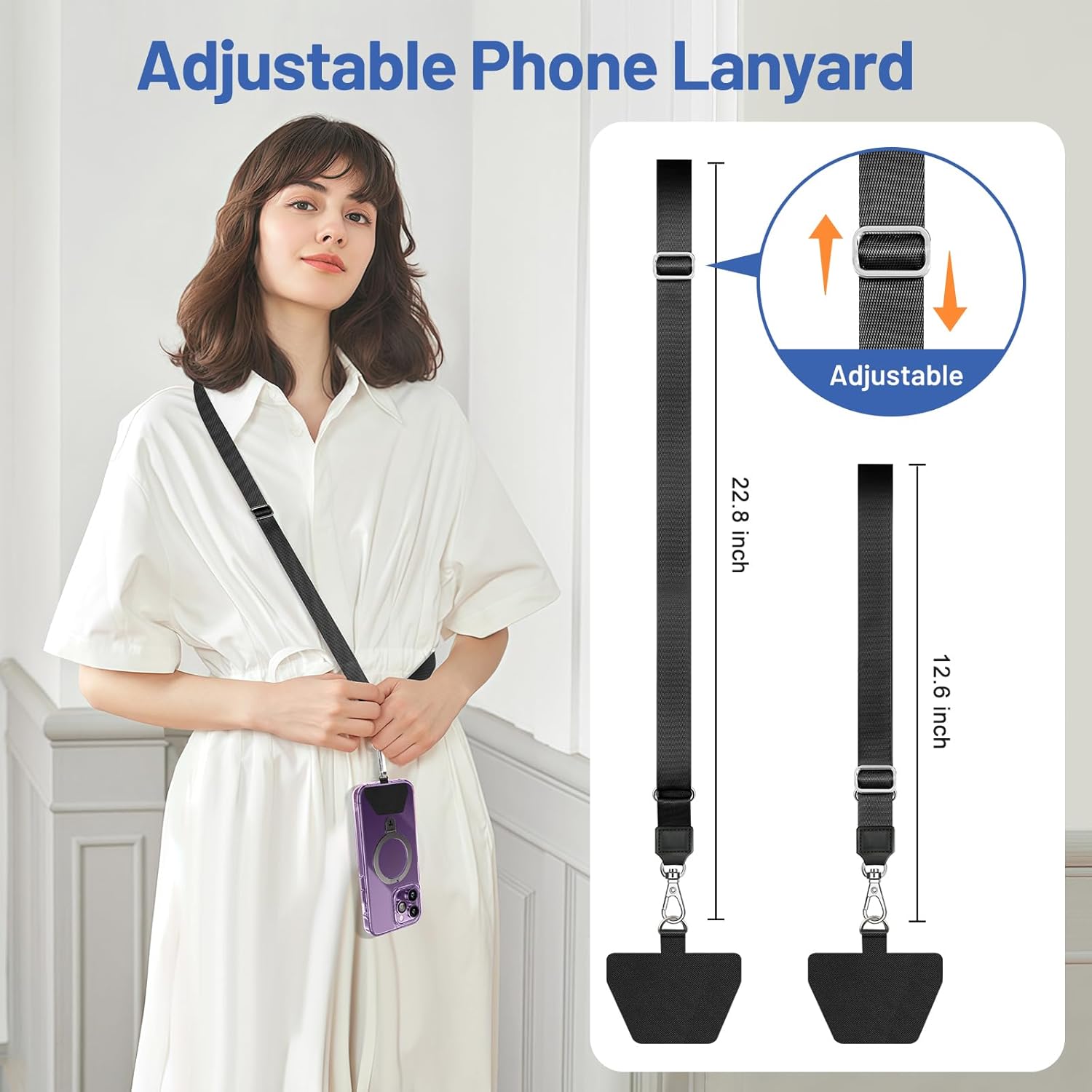 Doormoon Phone Lanyard, Universal Adjustable Neck Strap for Phone Case