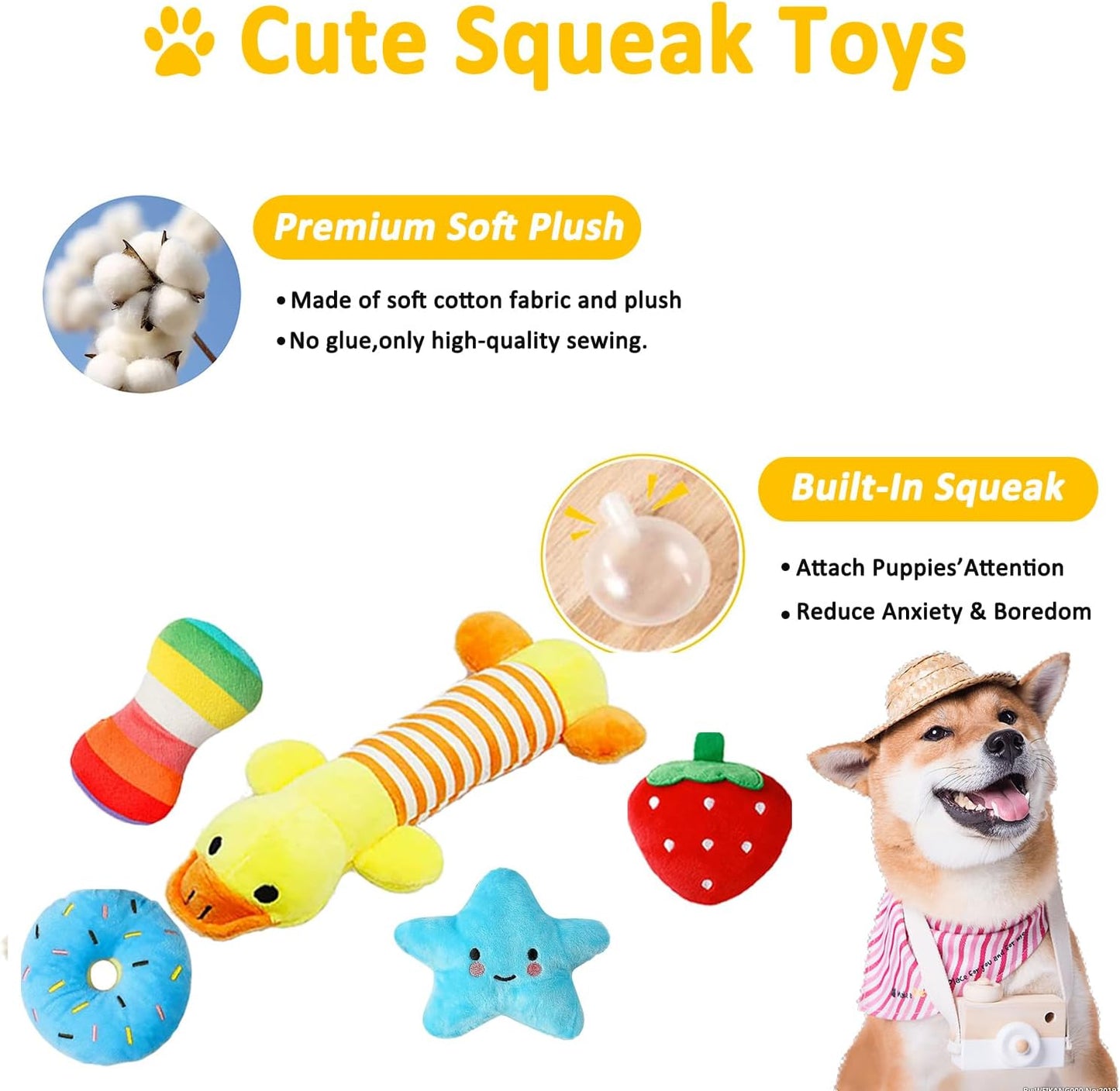 Dog Toys 25 Pack for Fun and Teeth Cleaning, Puppy Chew Toys Pack with