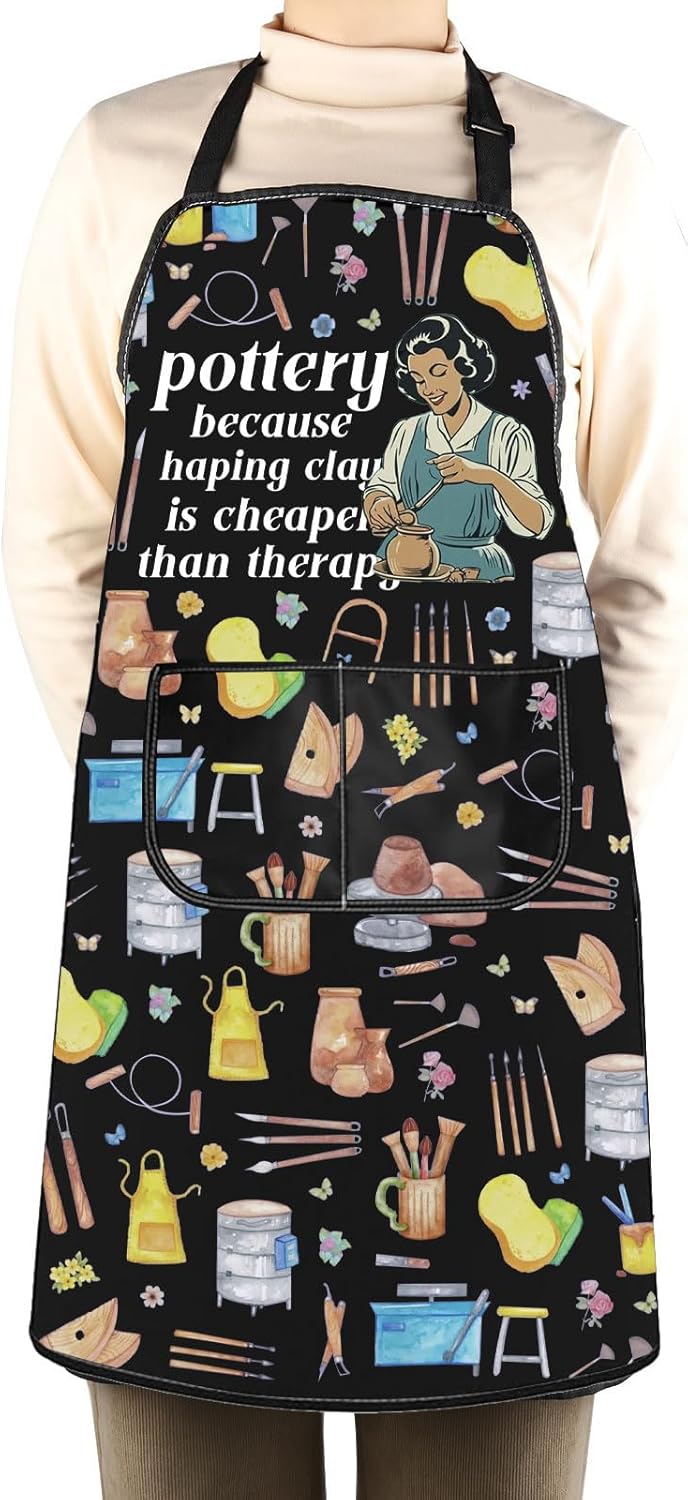 WCGXKO Pottery Gift Ceramic Artist Gift Funny Pottery Kitchen Apron Cl