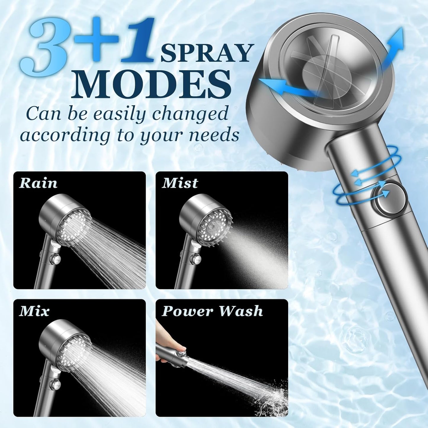 FEELSO Filtered Shower Head with Handheld, High Pressure 4 Spray Showe