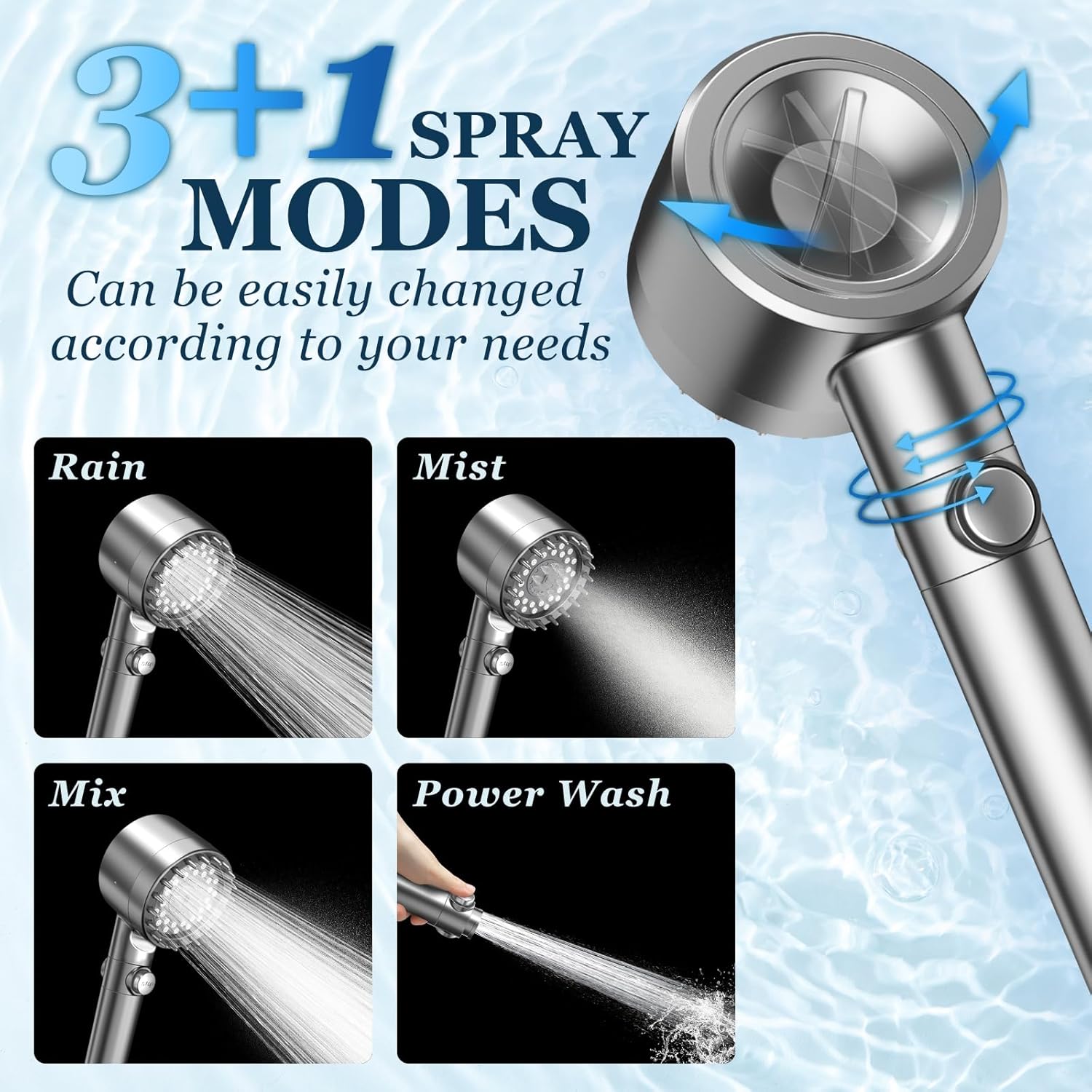 FEELSO Filtered Shower Head with Handheld, High Pressure 4 Spray Showe