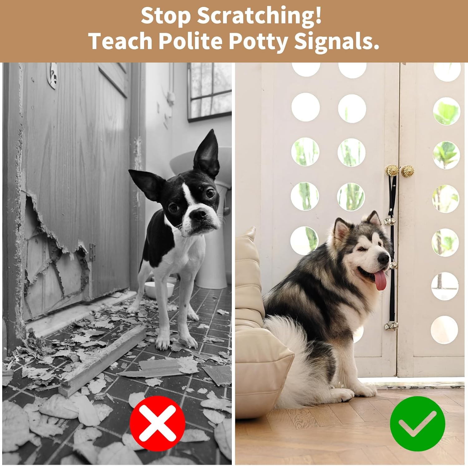 Upgraded Puppy Bells Dog Doorbells for Door Knob/Potty Training/Go Out