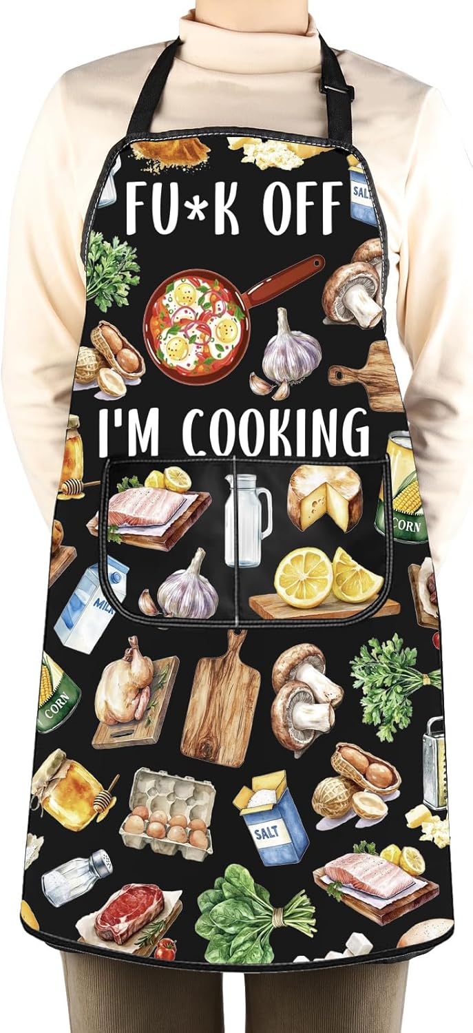 WCGXKO Fu*k off I’m Cooking Kitchen Apron Cooking Gift Rude Profanity Gift Sarcasm Cooking Chef Merch