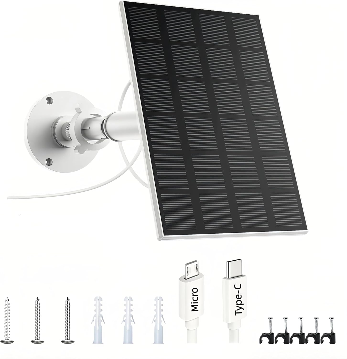 Solar Panel for Security Camera Outdoor, 3W USB C Solar Panel Charger 