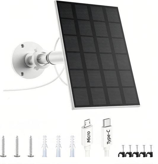 Solar Panel for Security Camera Outdoor, 3W USB C Solar Panel Charger 