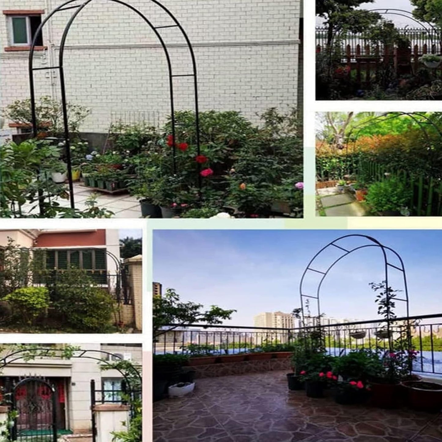 Outdoor Iron Garden Arch, Decorative Pergola for Climbing Plants, Wedding Metal Arbor, Black 140x25x230cm, Perfect for Backyard Parties & Lawn Decor