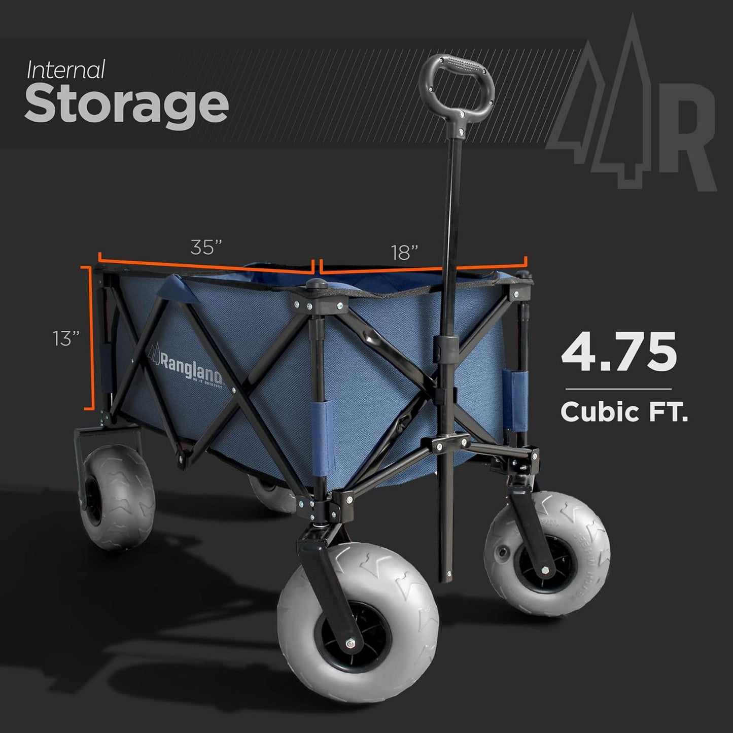 Beach Wagon with Big Wheels for Sand - All Terrain Steel Frame Utility Cart with 9" Pneumatic Tires, Collapsible Folding Design (Sand Warrior RX800)