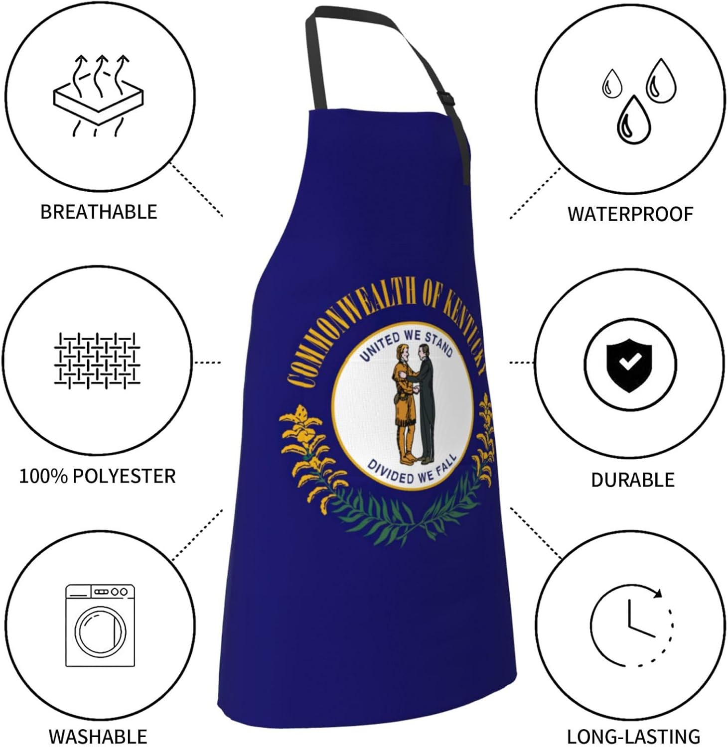 Kentucky State Flag Print Laundry apron 28x33 In Waterproof Kitchen Ap