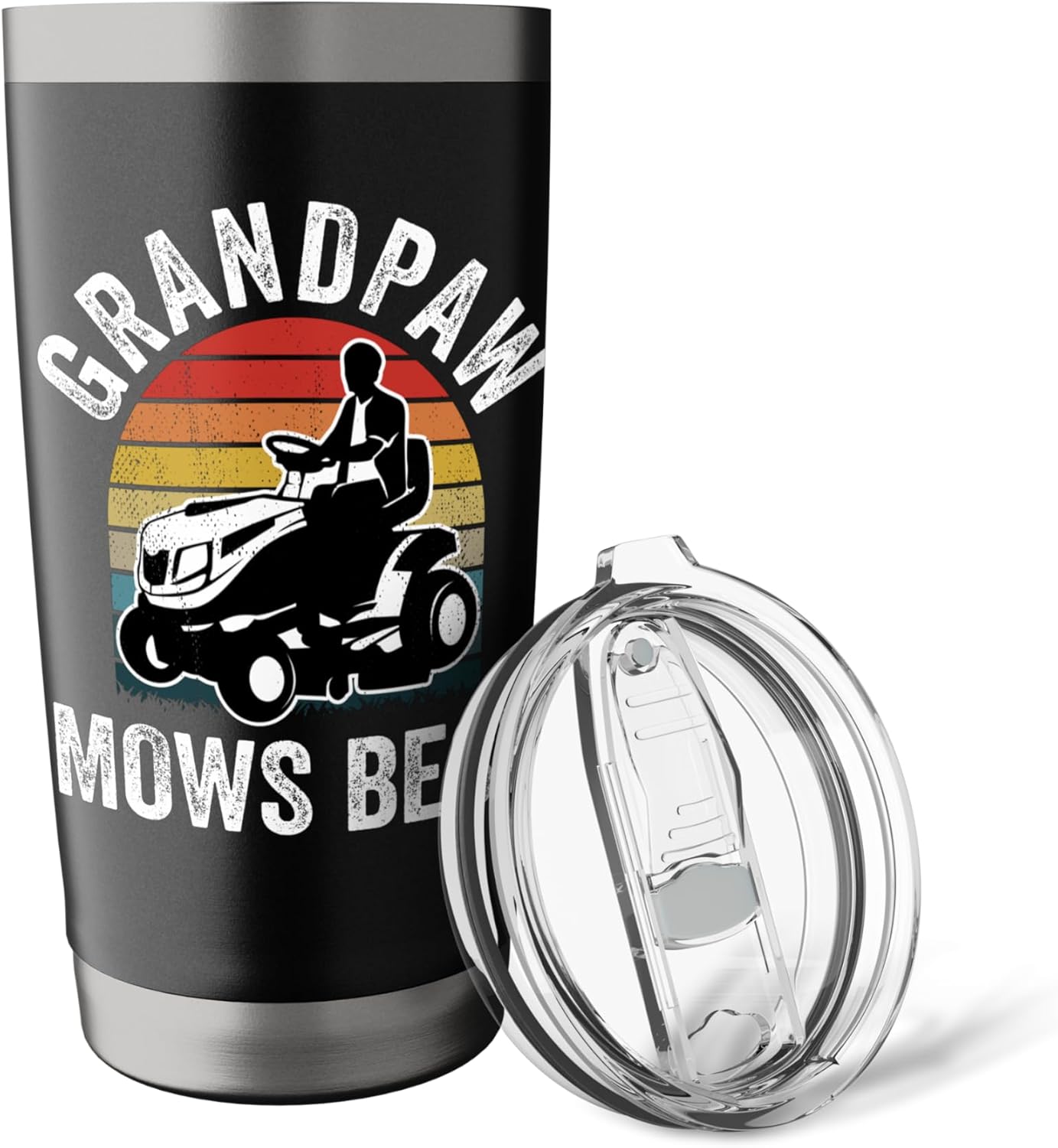 Grandpaw Mows Best Funny Gardener Lawn Care Father's Day Stainless Steel Insulated Tumbler
