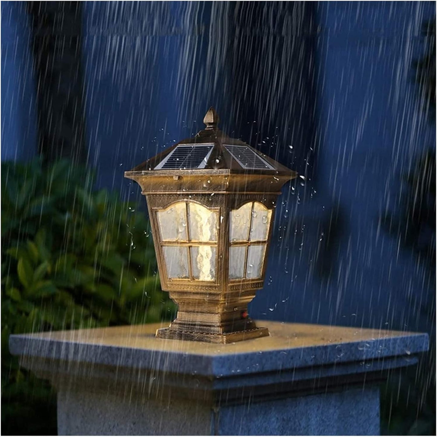 Courtyard Light Post Solar Outdoor Waterproof E27 Lights Villa Garden Door Column Wall Lamp Aluminum Home Decor Pillar Black Warm Street(Brass,Silver)
