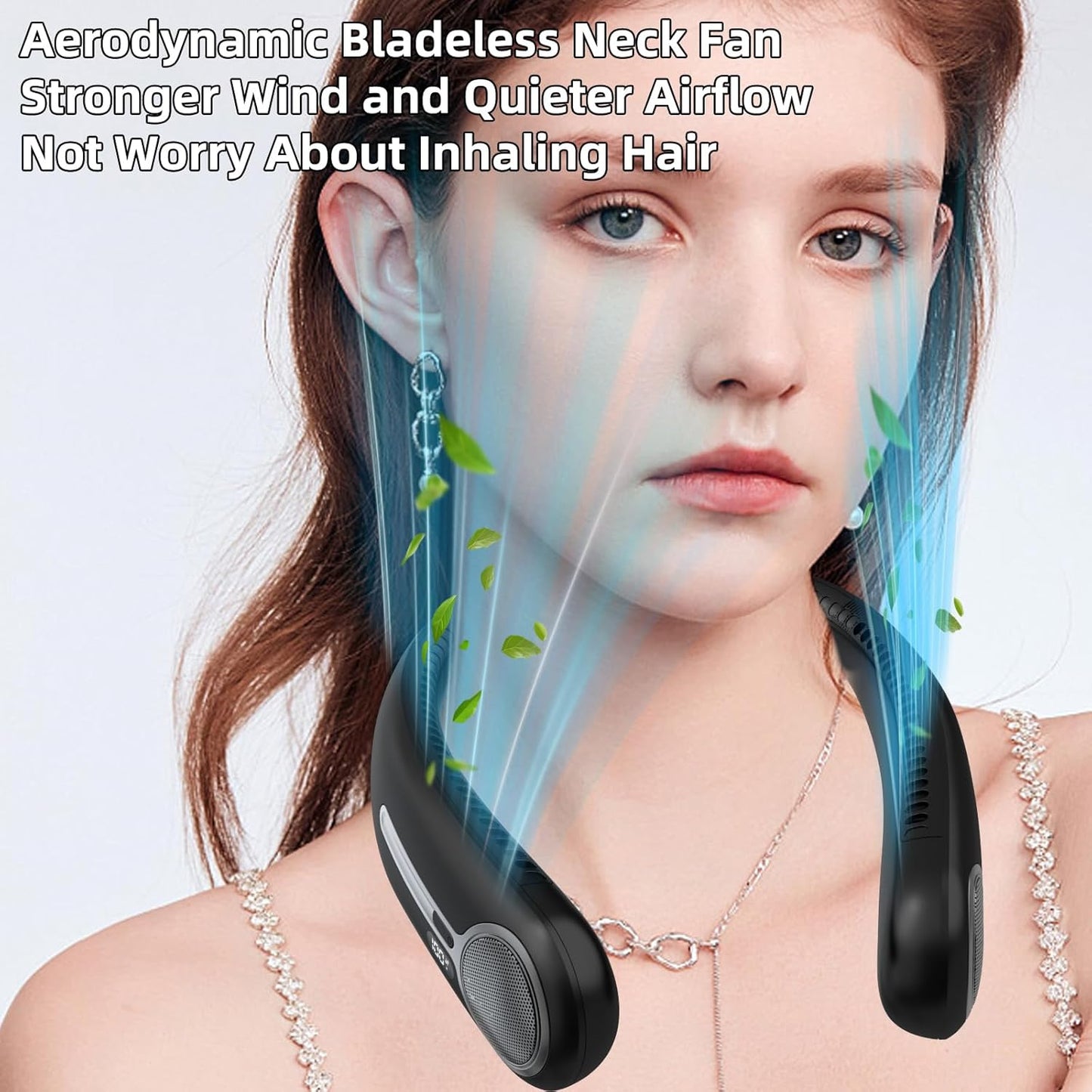 Portable Neck Fan,Hands Free Personal Wearable Bladeless Fan,6000mAh U