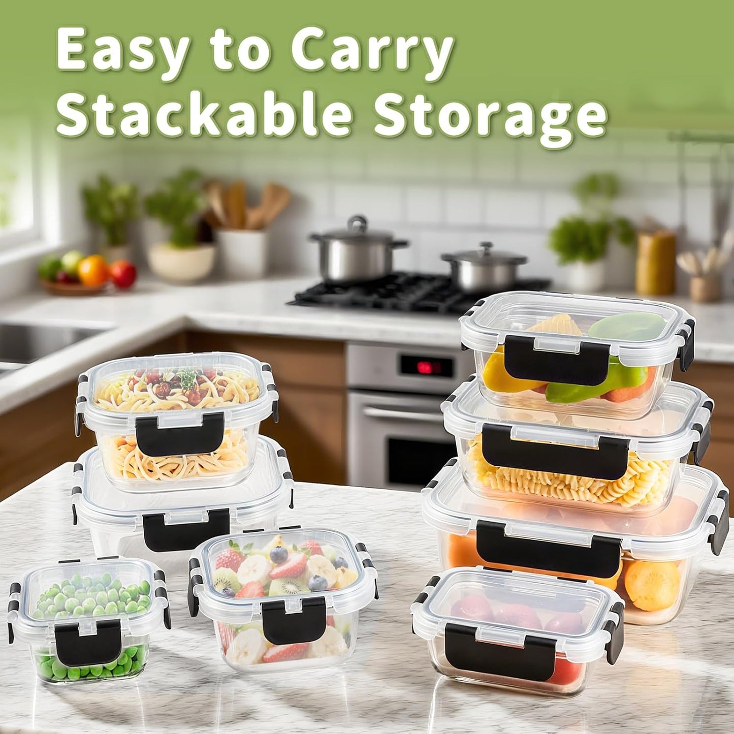 8 Pack Borosilicate Glass Food Storage Containers with Lids, Glass Mea