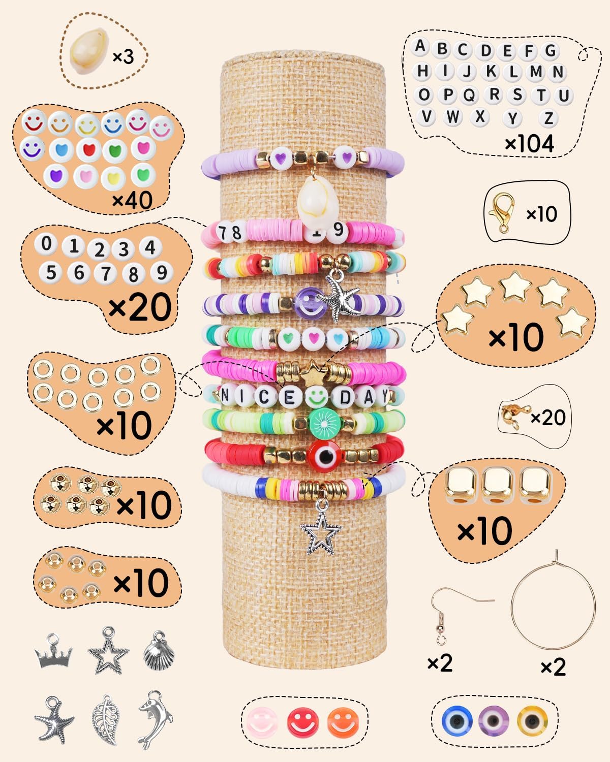 BestNow Clay Beads Bracelet Making Kit 5000 Pcs Friendship Bracelet Kits Flat Beads for Jewelry Making Polymer Heishi Beads Set for Bracelet Necklace DIY Crafts Gift for Girls Ages 6-12