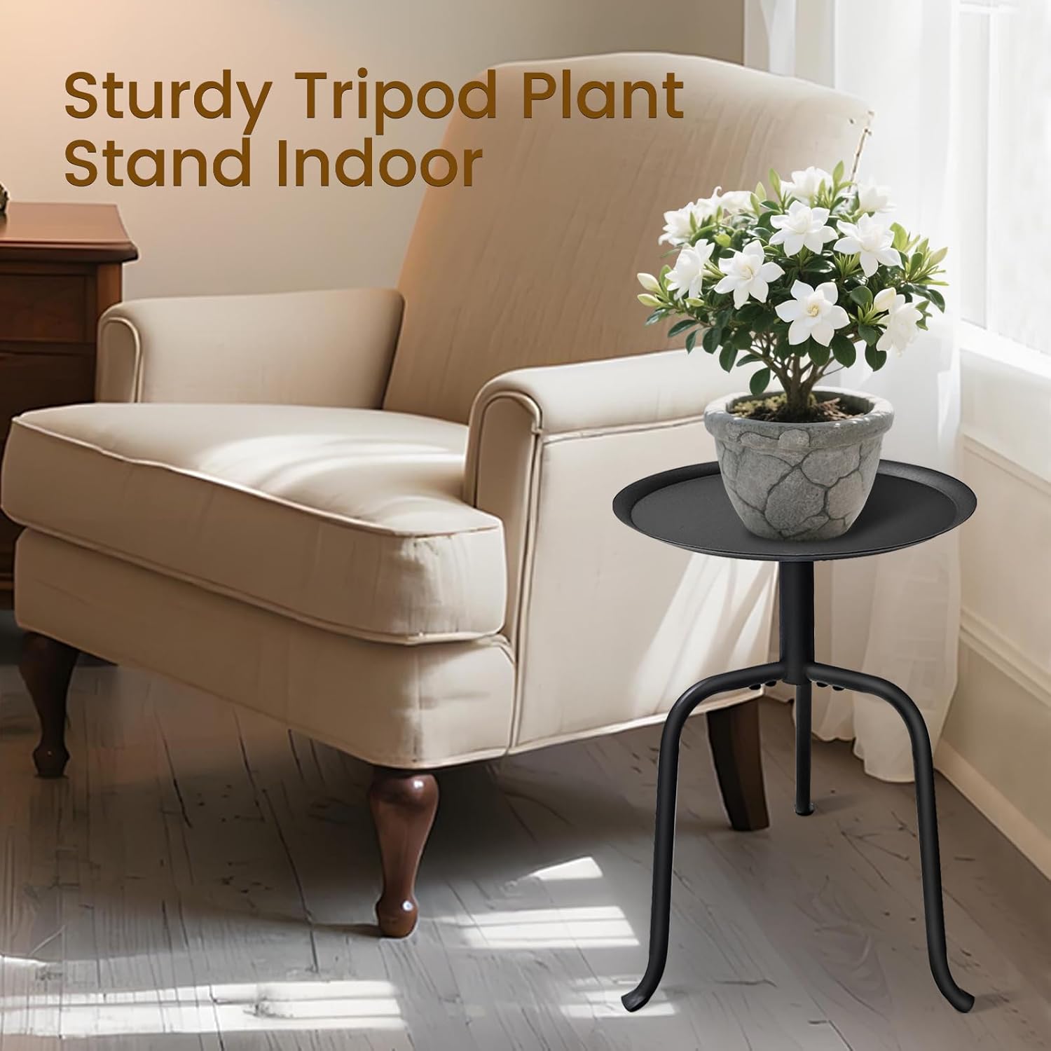 Plant Stand Indoor, Mid Century Single Plant Table, 3-Leg Minimalist H