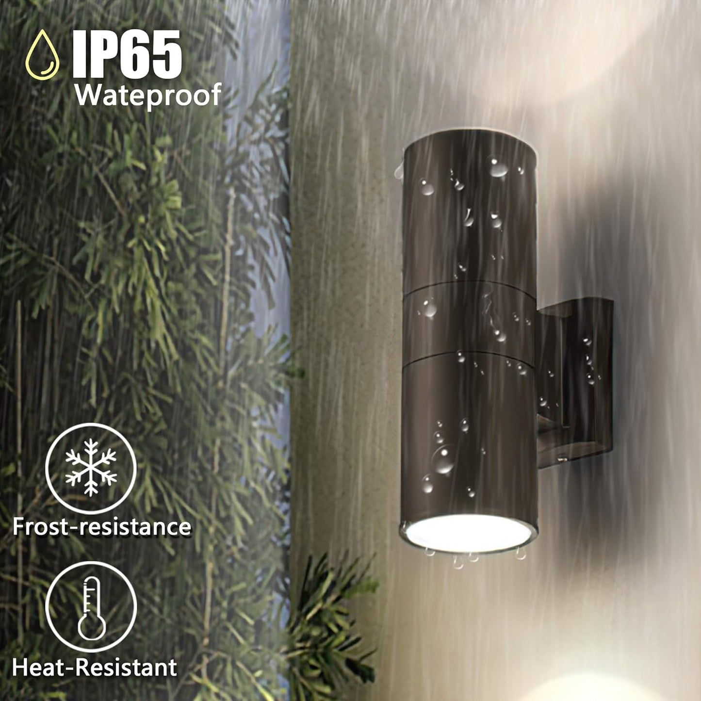 2-Pack LED Outdoor Wall Lights,14W 2700K Matte Black Aluminum Wall Lights Up Down Cylinder, Exterior Light Fixtures for Porch Patio Door