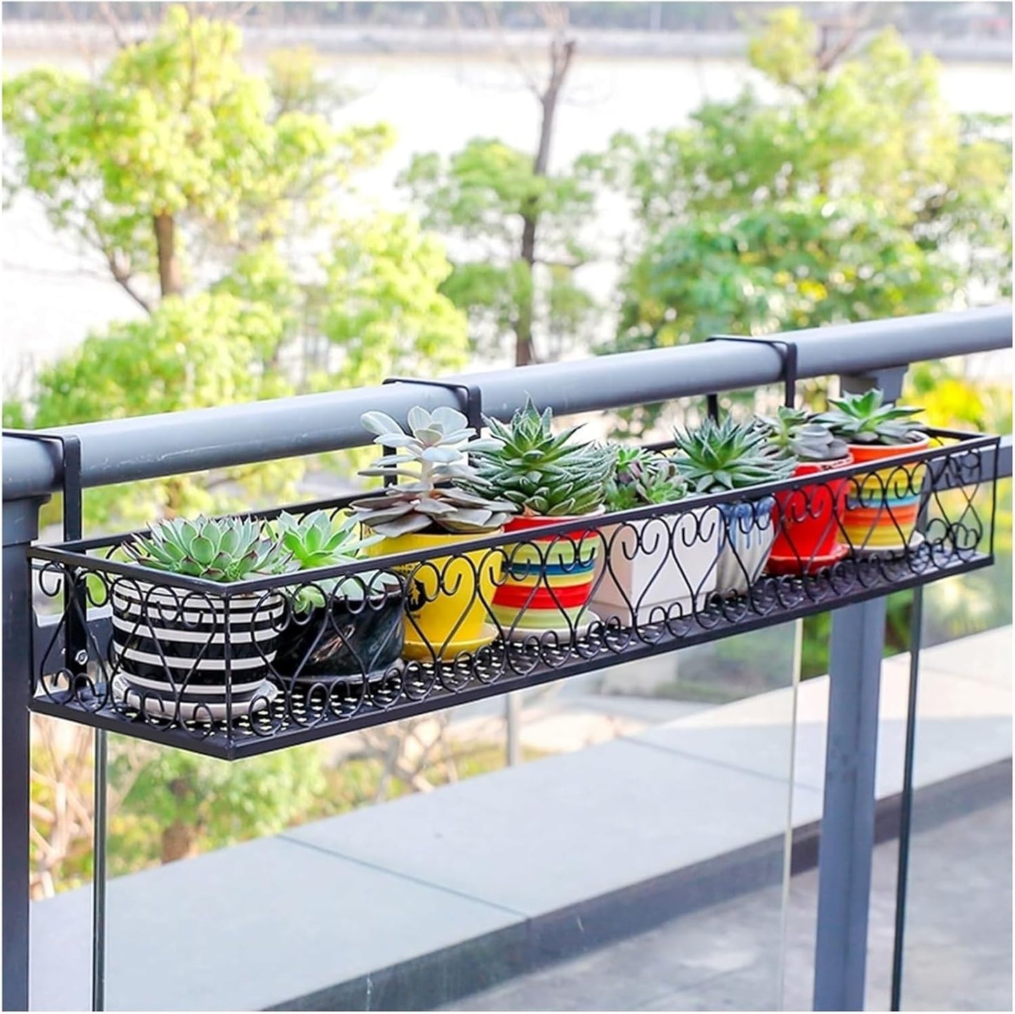 Thick Railing Planter & Fence Planters - Durable Hanging Flower Shelf for Balcony, Window Sill & Succulent/Pothos Plant Stand (30x60x18cm)