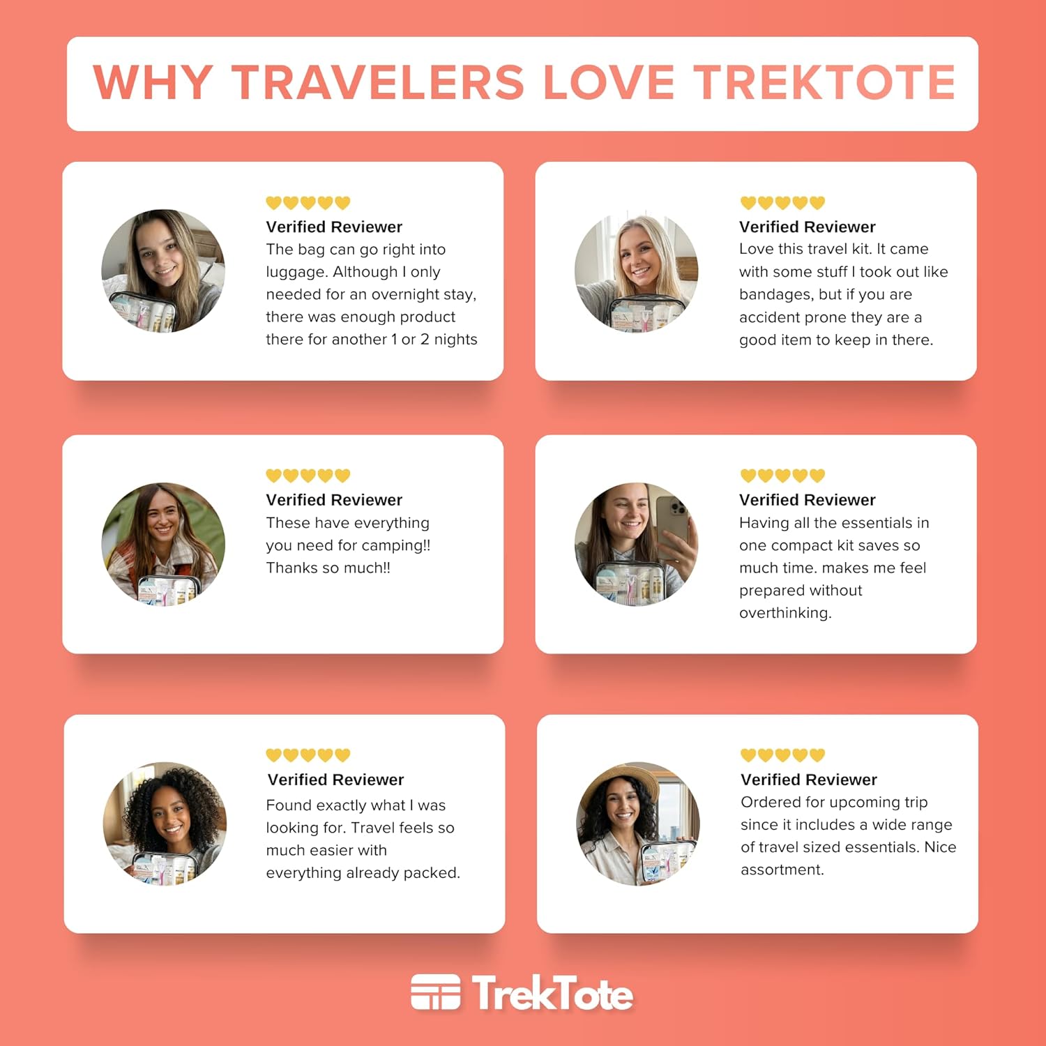 TrekTote 15 Piece Set Women’s Travel & Hygiene Kit with Clear Toiletry