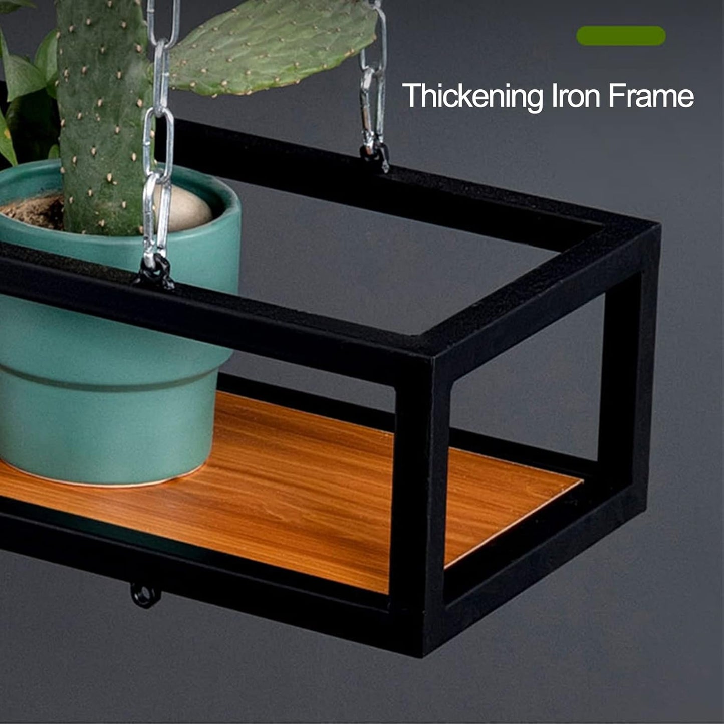 Creative Hanging Flower Pot Display Rack, Solid Wood & Iron Frame Plant Shelf, 4-Tier Ceiling Storage Shelf for Indoor/Outdoor Plants (40x25x15cm)