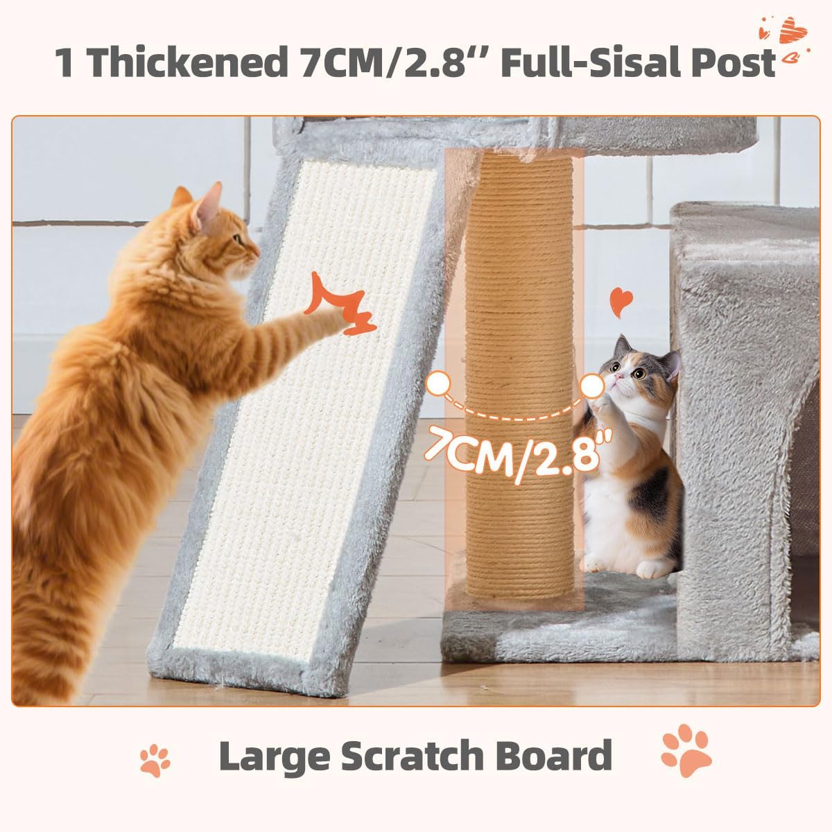 Taoqimiao Cat Tree for Indoor Cats, 55.1In Sturdy Cat Tower, Large Pla