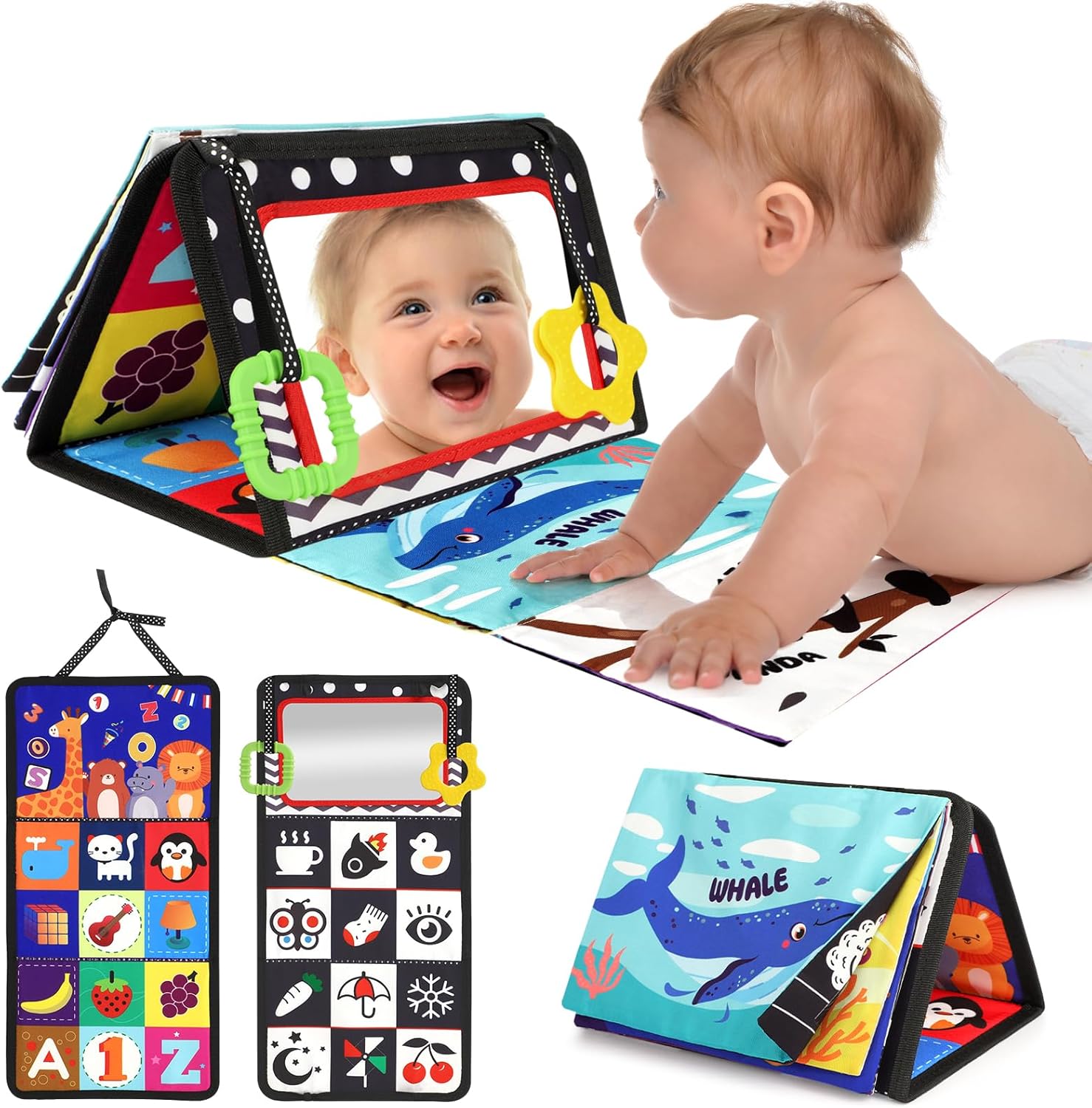 URMYWO Tummy Time Toys - Black and White High Contrast Baby Toy for Ne