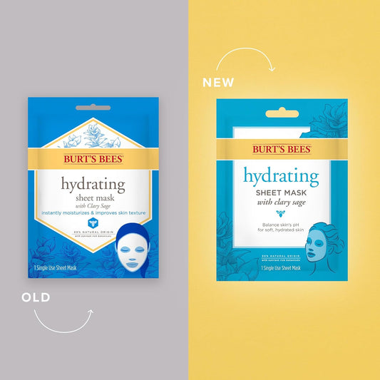 Burt's Bees Hydrating Face Mask with Clary Sage, Single Use Sheet Mask