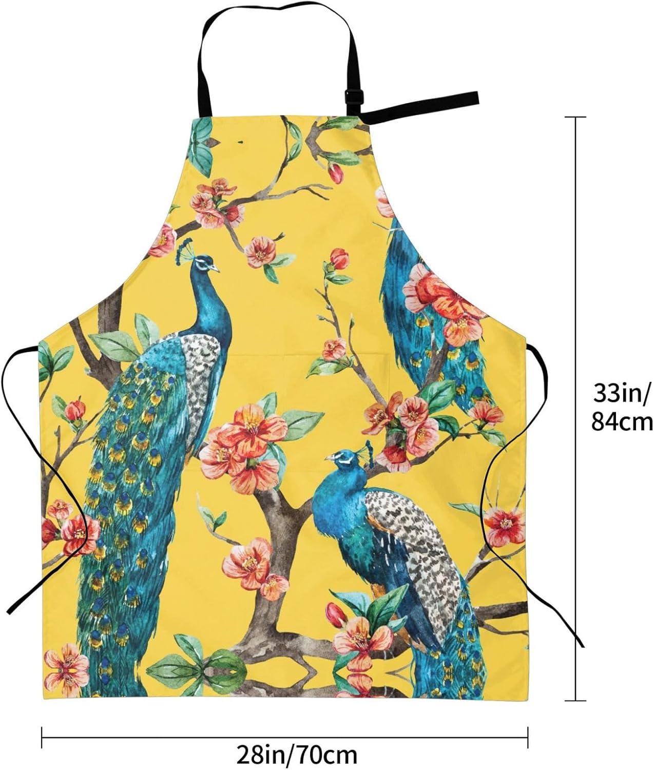 Beautiful Peacock Print 28x33 In Adult Kitchen Apron with Pockets Vers
