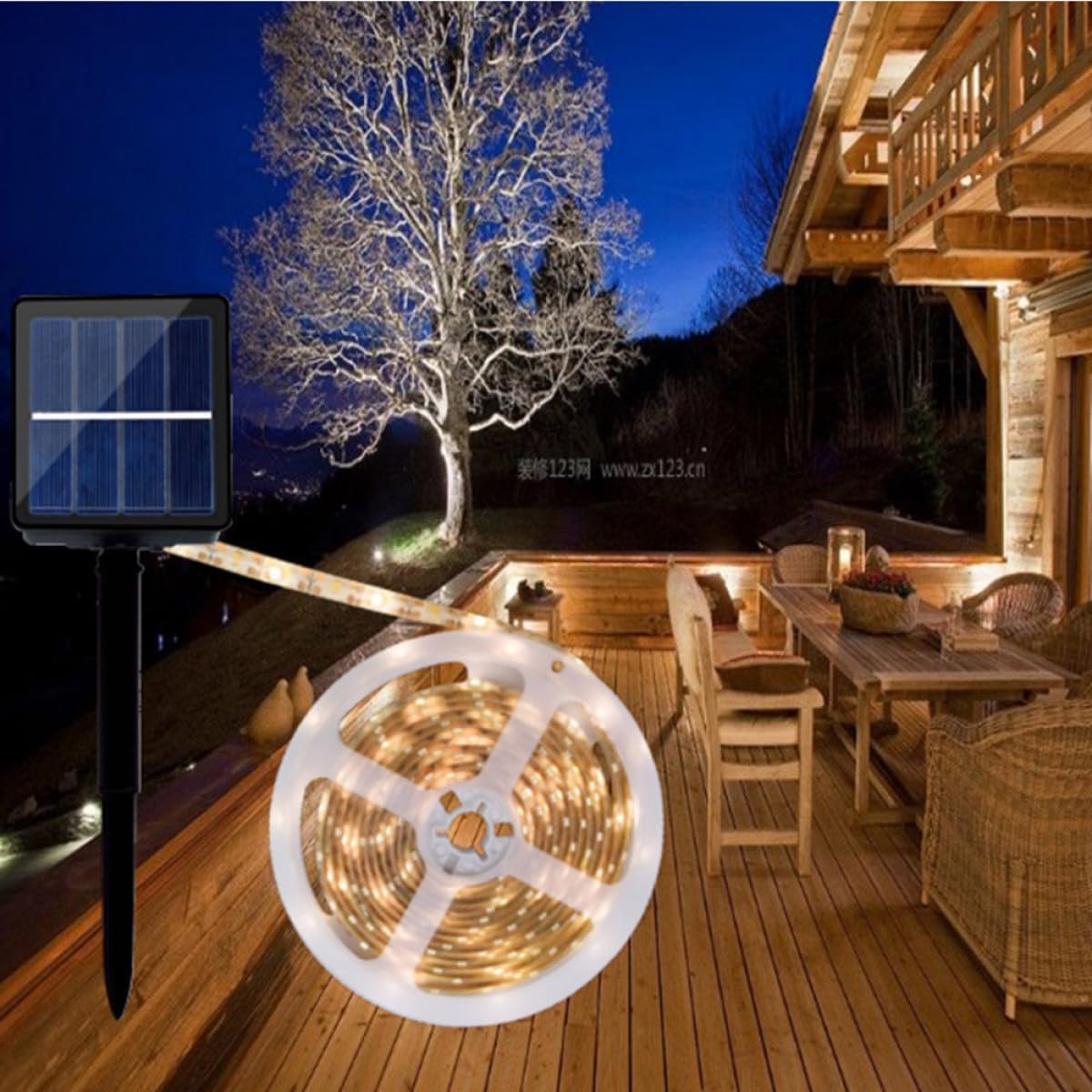 Solar Tape Lights Outdoor LED Strip Warm White 3500k Solar Powered Garden Lawn Lighting for Patio Porch Yard Decoration