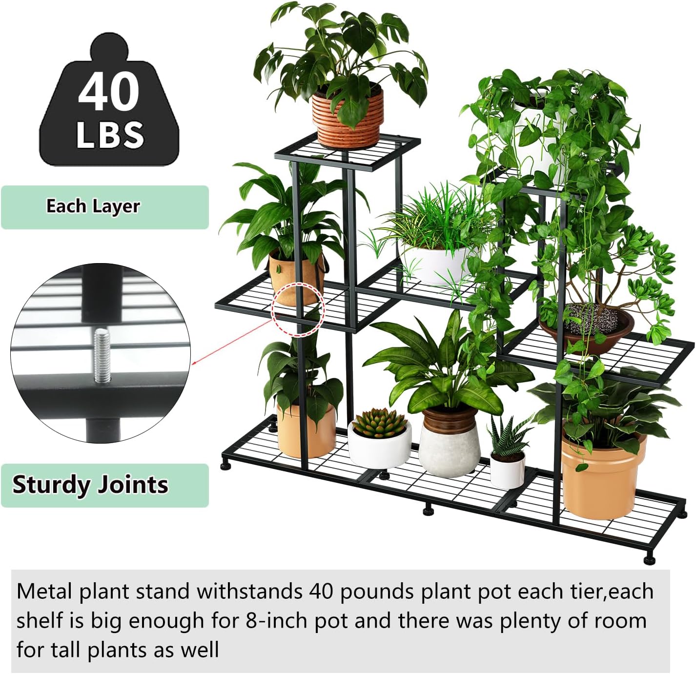 Twhep Metal Plant Stand, 5 Tiers Multifunctional Plant Stands for Indo